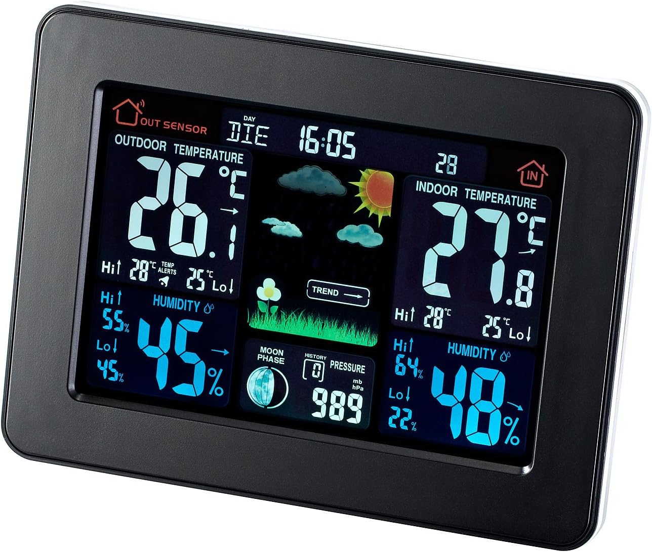 Funk-Wetterstation mit Farbdisplay und Aussensensor