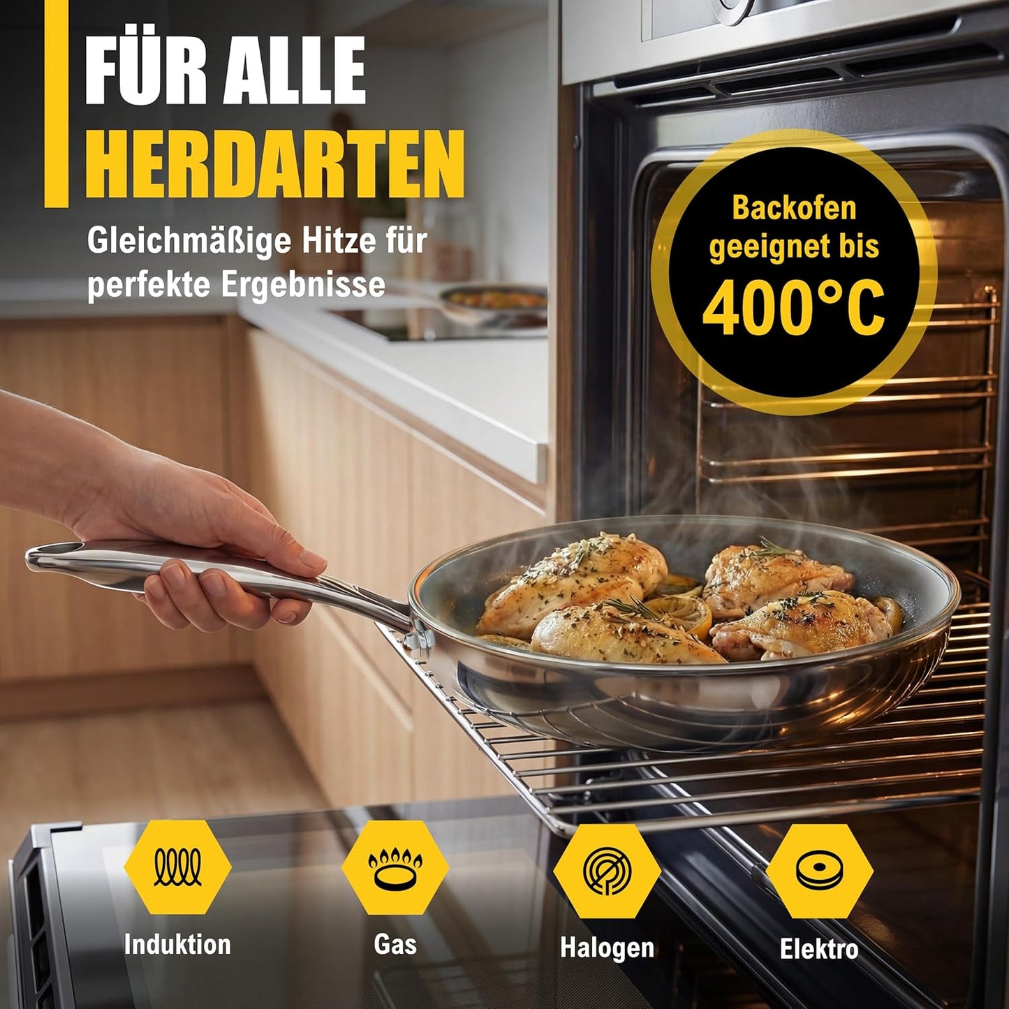 Edelstahlpfanne, Ø 24cm Gelb