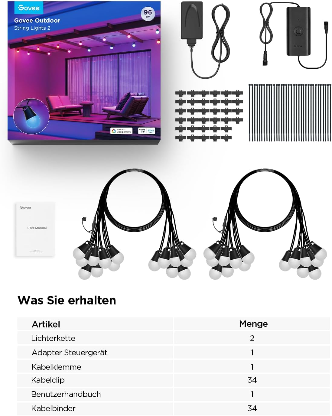 Smart RGBIC LED Lichterkette, 30M