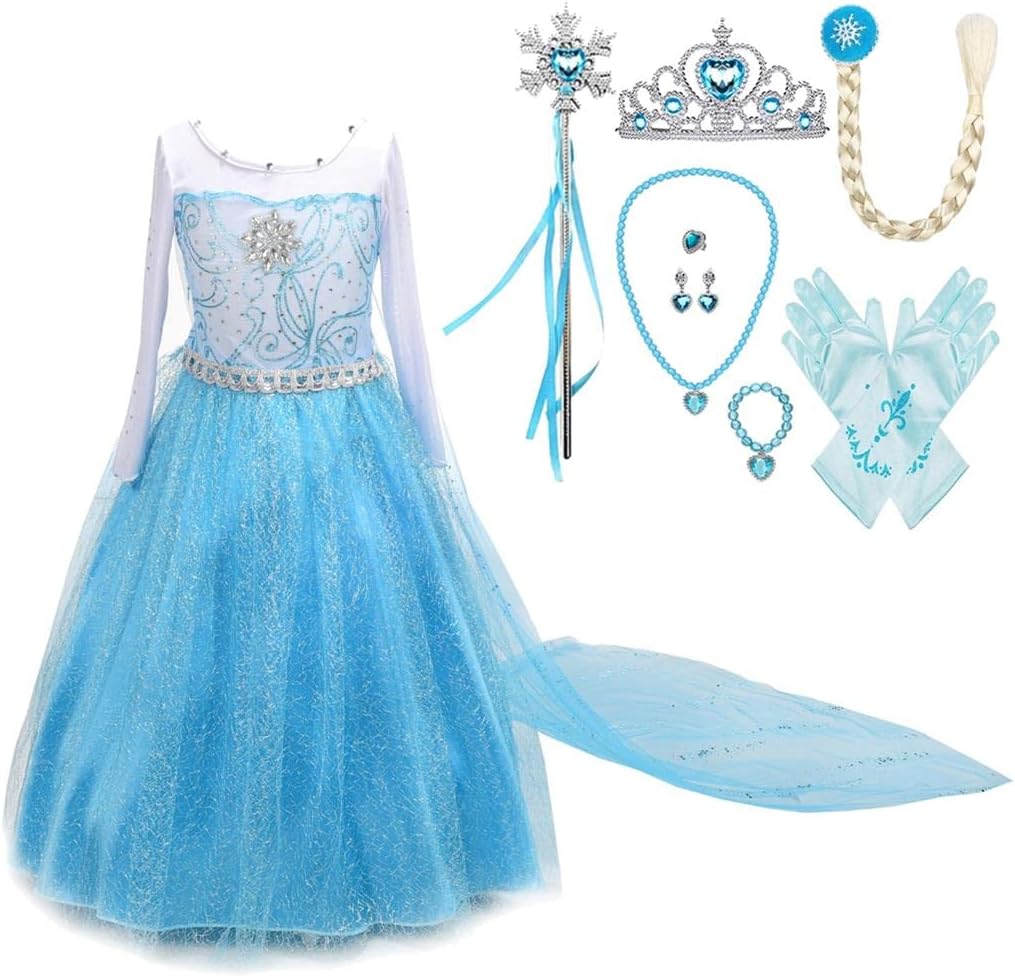 Prinzessinnen-Kleid mit Schleppe und Zubehör, Stil F (Fester Zug) - mit Zubehör 2 Jahre