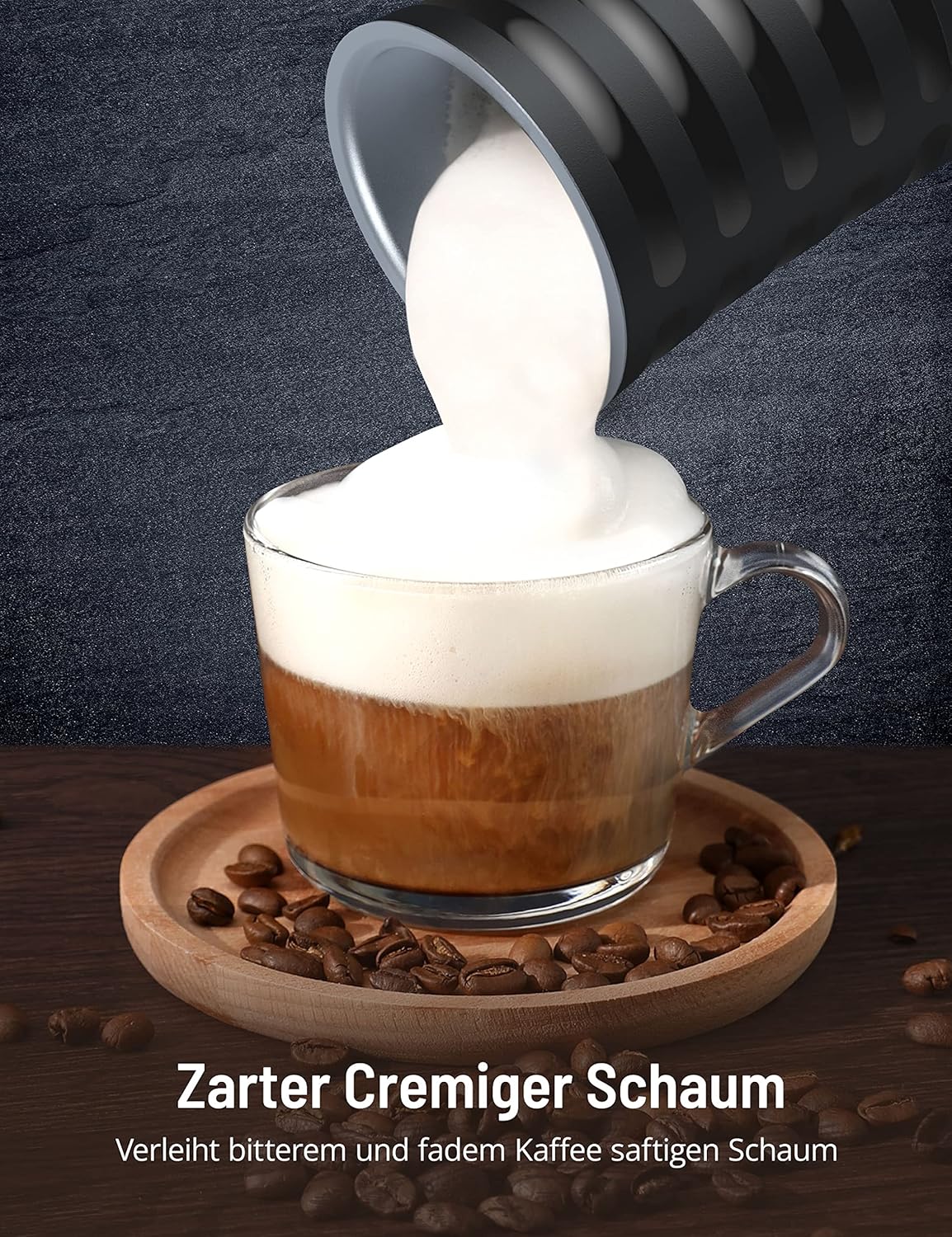 4-in-1 Milchaufschäumer ‎PE-MF010 mit Abschaltautomatik, Schwarz