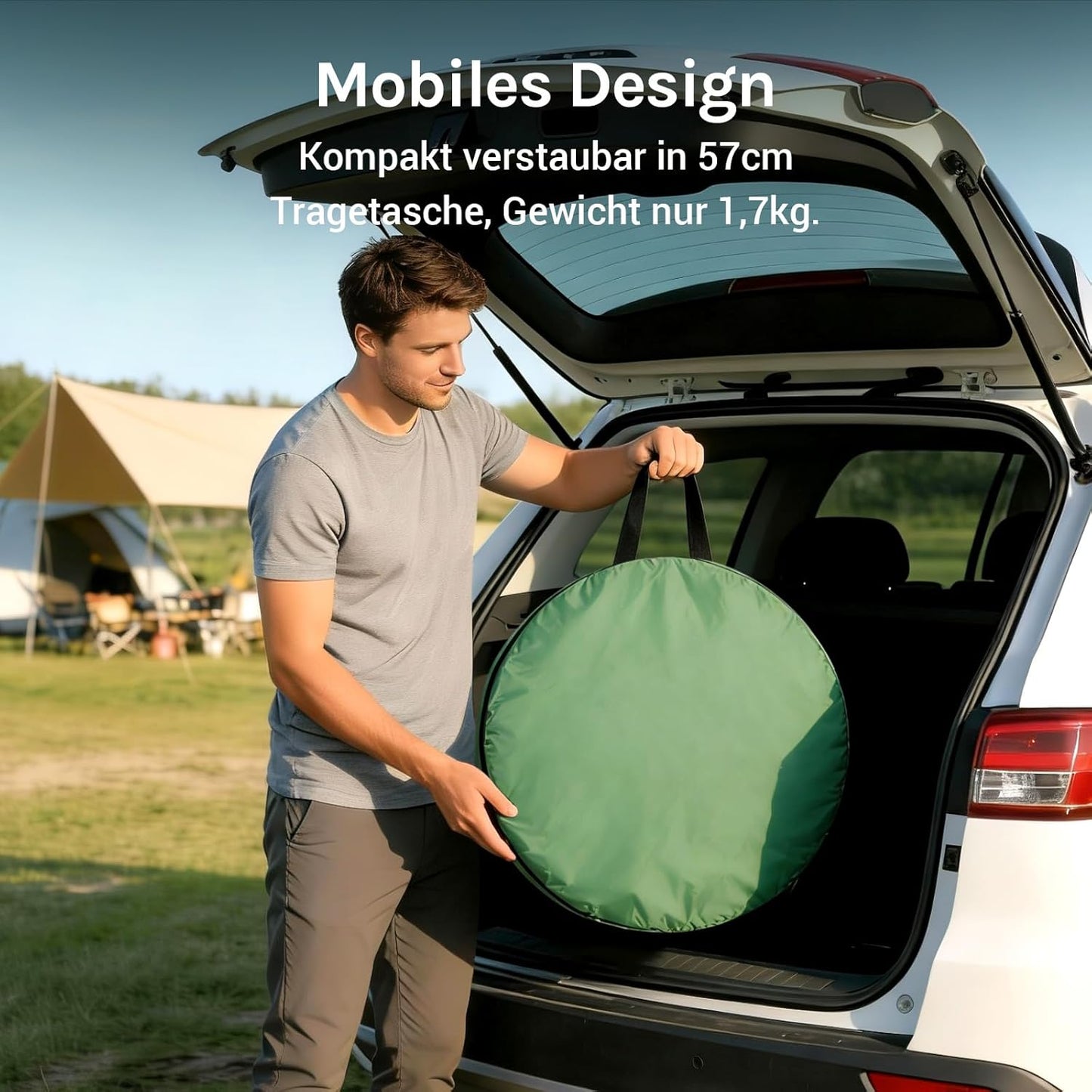 Pop-Up Dusch- und Umkleidezelt für Camping, Grün Grosszügig: H 190cm, W 120cm