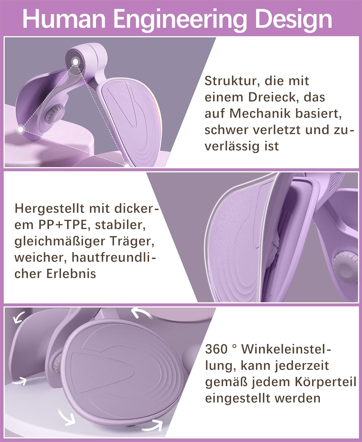 Oberschenkel- und Beckenbodentrainer für Zuhause, Violett 16 KG