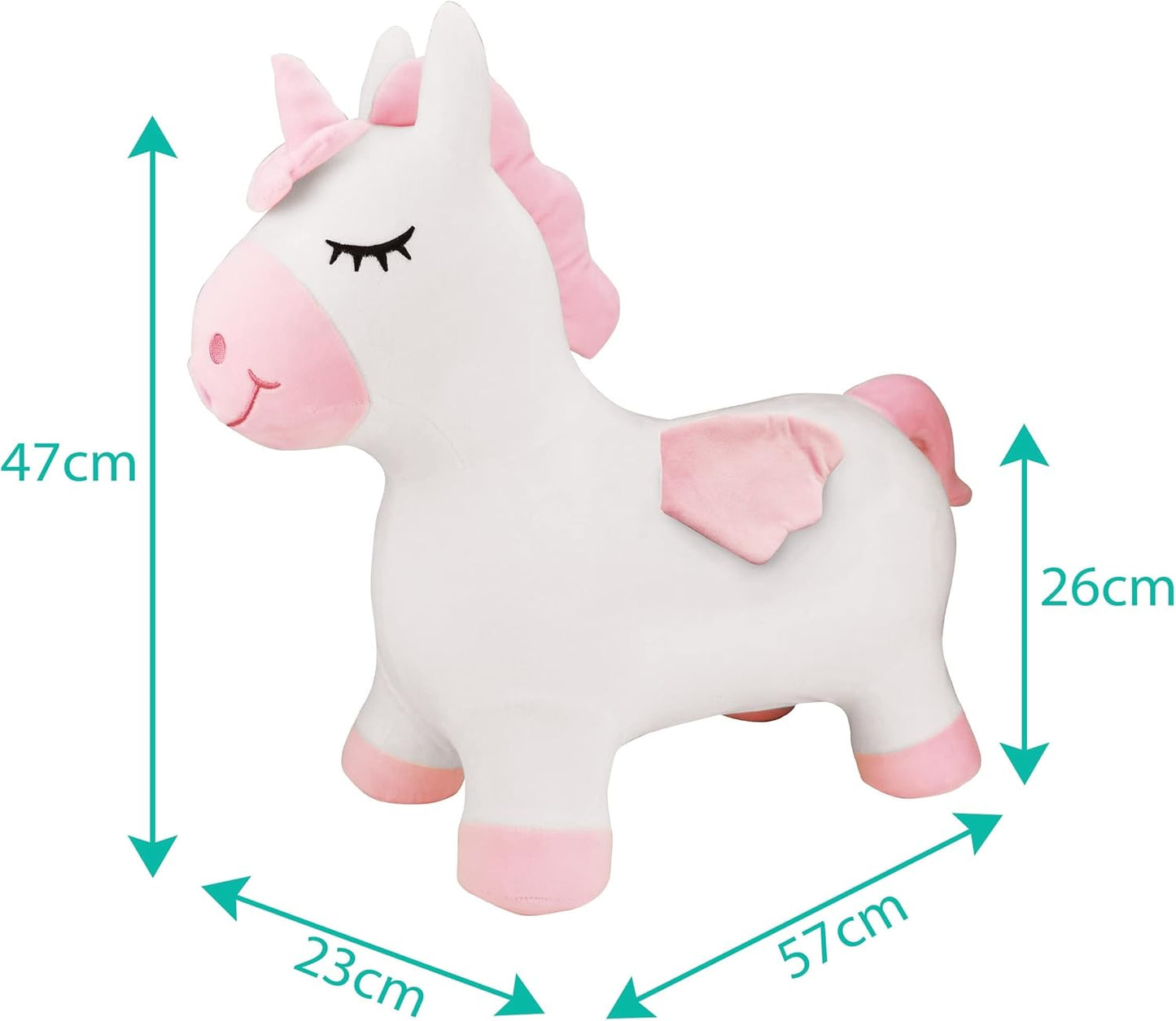 Aufblasbares Hüpf-Einhorn mit Pumpe und abnehmbarem Bezug, Einhorn - Mit Hülle
