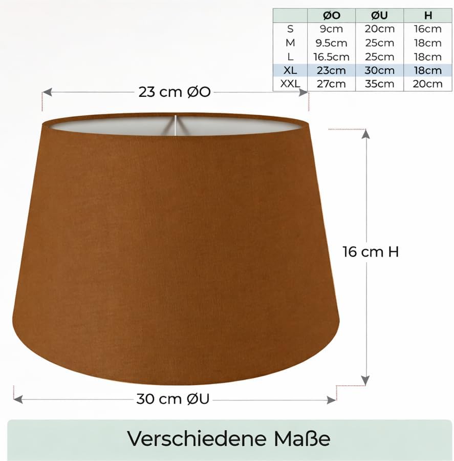 Lampenschirm, Braun XL = ØU: 30cm | ØO: 23cm | H: 18cm