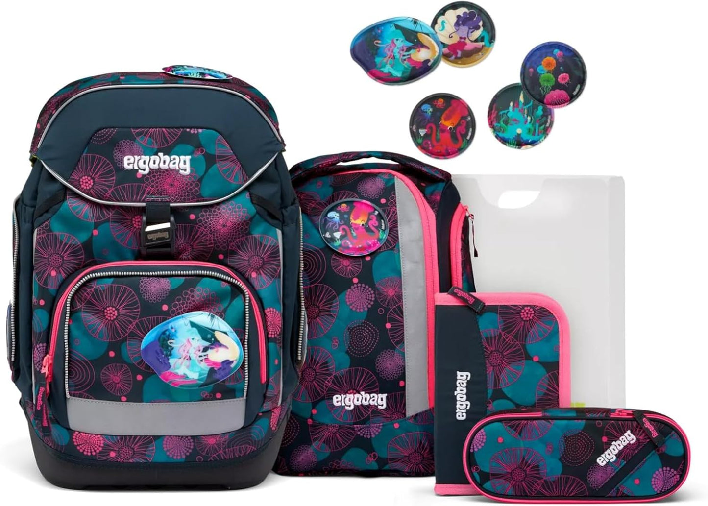 Ergonomisches Schulrucksack-Set, Korallbär - Lila