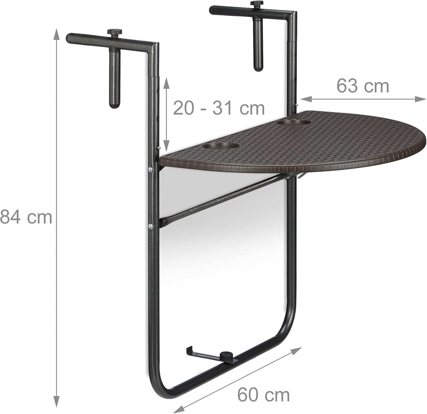 Klappbarer Balkonhängetisch Bastian, Braun