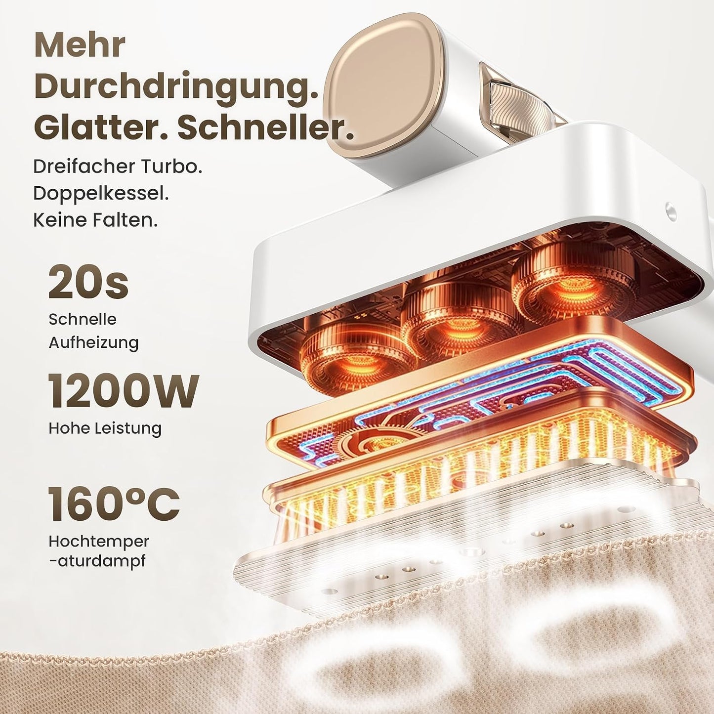 Kompakter Reise-Dampfbügler, White