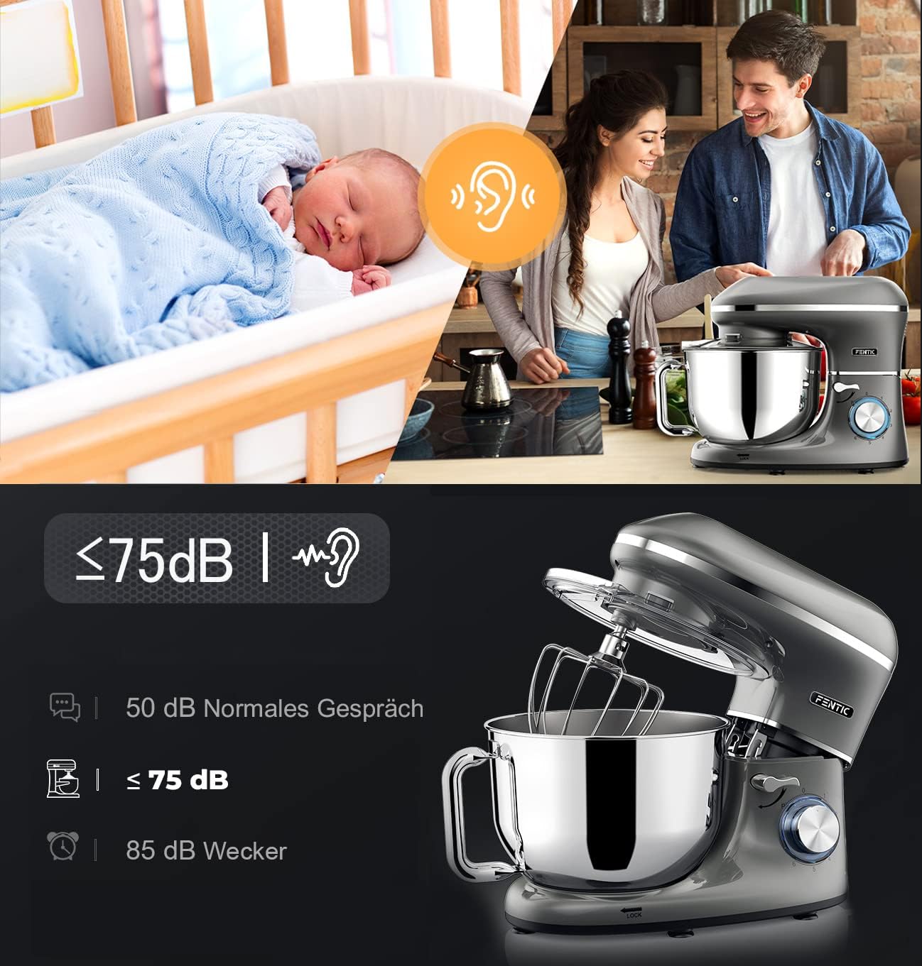 Küchenmaschine mit Rührschüssel, Anthrazit