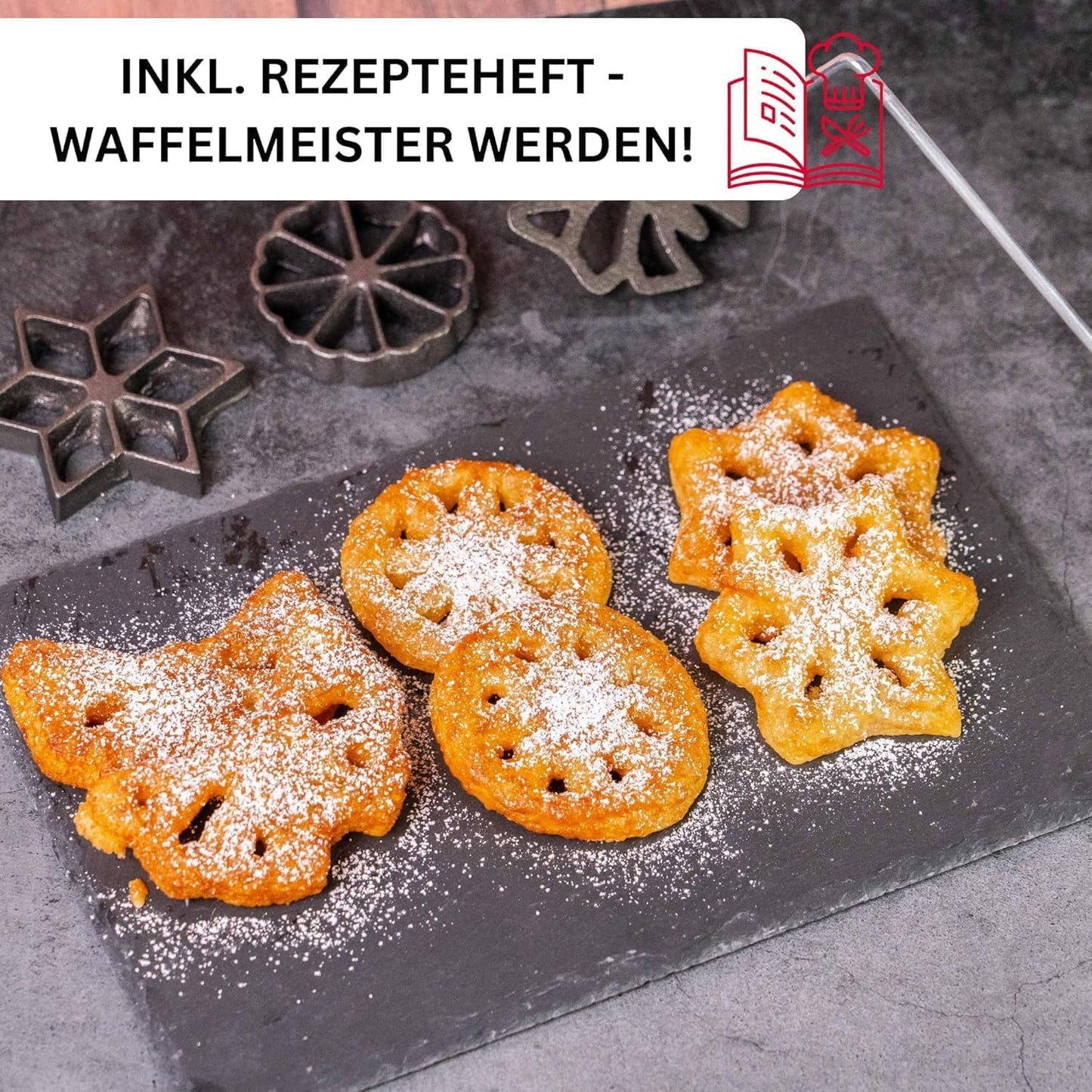 Rosettenwaffel-Werkzeug mit 3 Motivformen