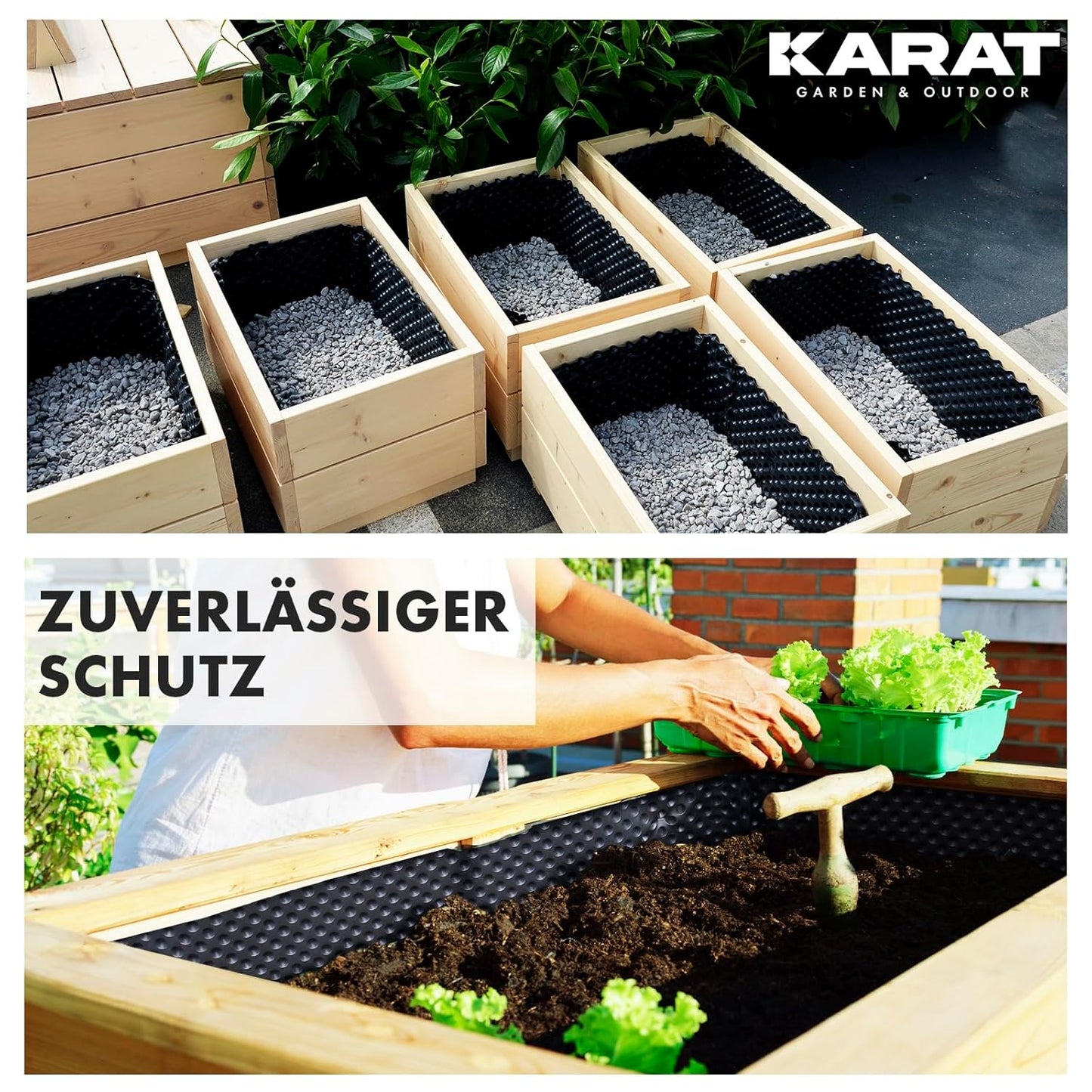 Premium Noppenfolie für Mauerschutz (20 m), 1 x 20 m Schwarz 1