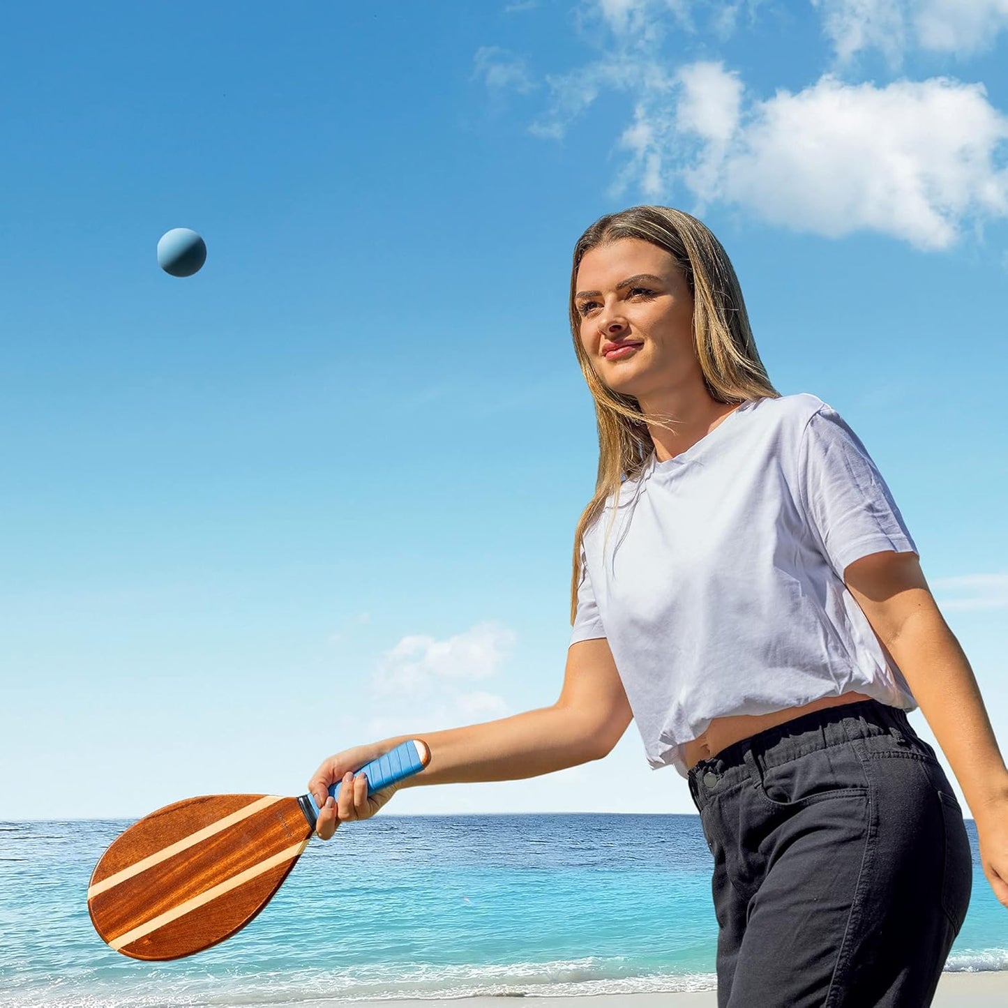 Beach Tennis Set, Blau mit Streifen