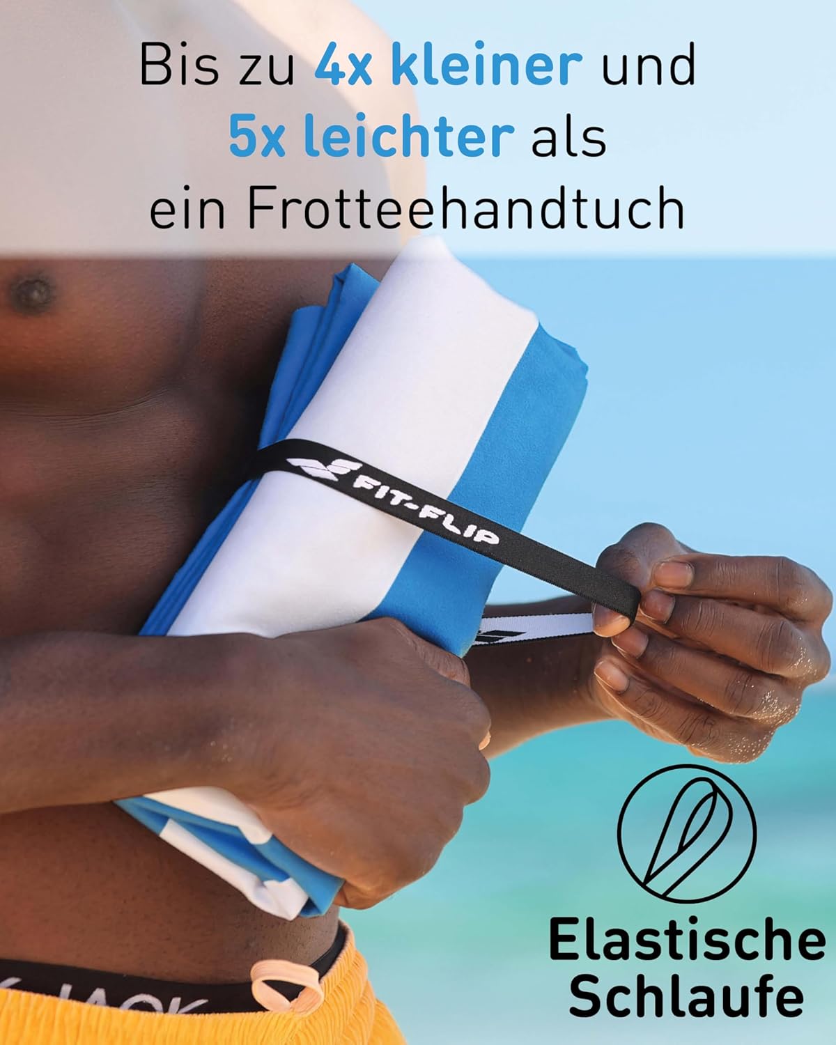 XXL-Mikrofaser-Strandtuch, 200cm x 90cm 01 Himmelblau - Weiss