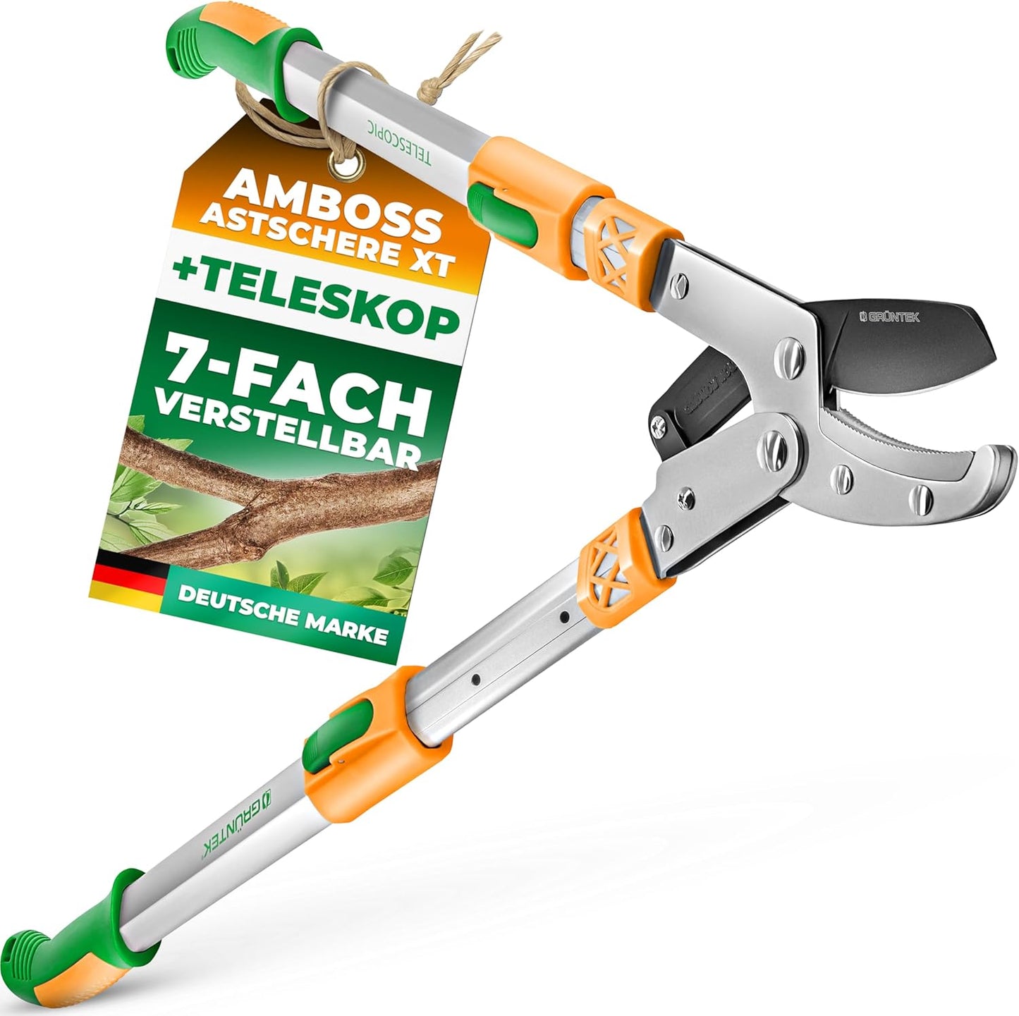 Teleskop-Astschere, 7-Fach-verstellbar, 1. Teleskop Amboss-Astschere