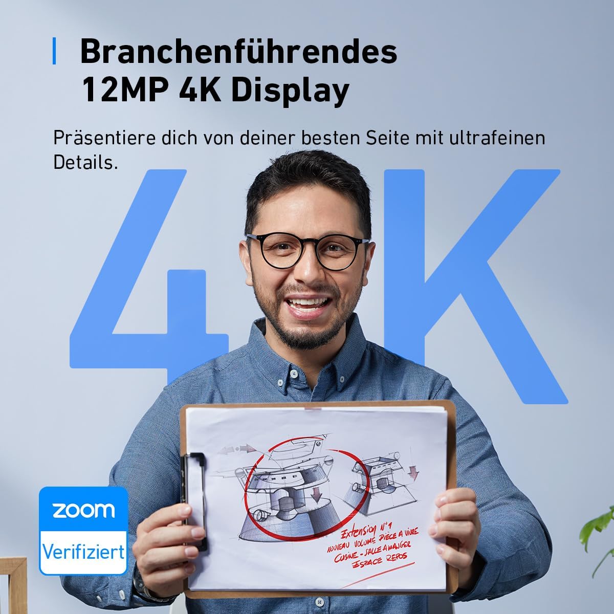 4K Webcam mit KI-Autofokus & Geräuschunterdrückung