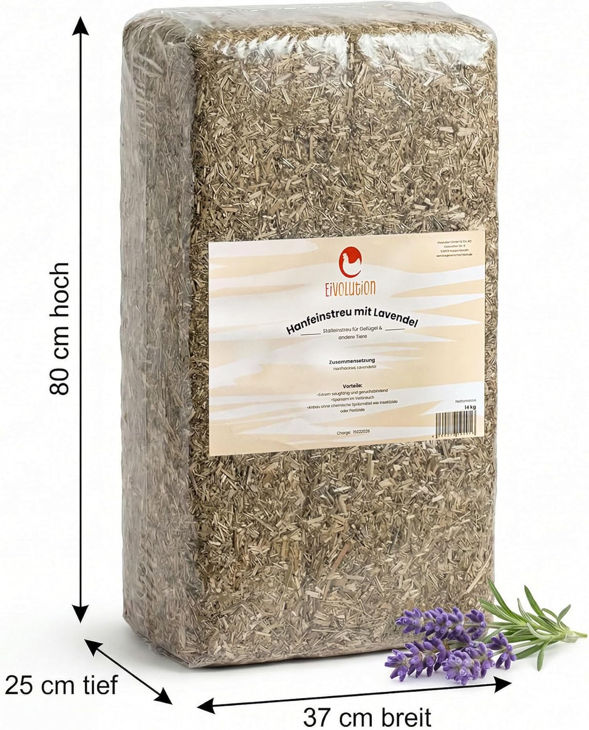 Hanfeinstreu mit Lavendel, staubarm