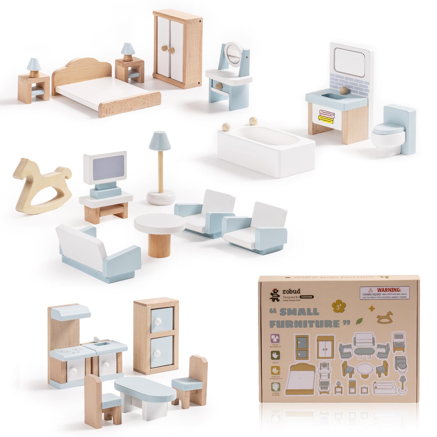 23-teiliges Puppenhaus Möbel-Set, Puppenhaus Möbel