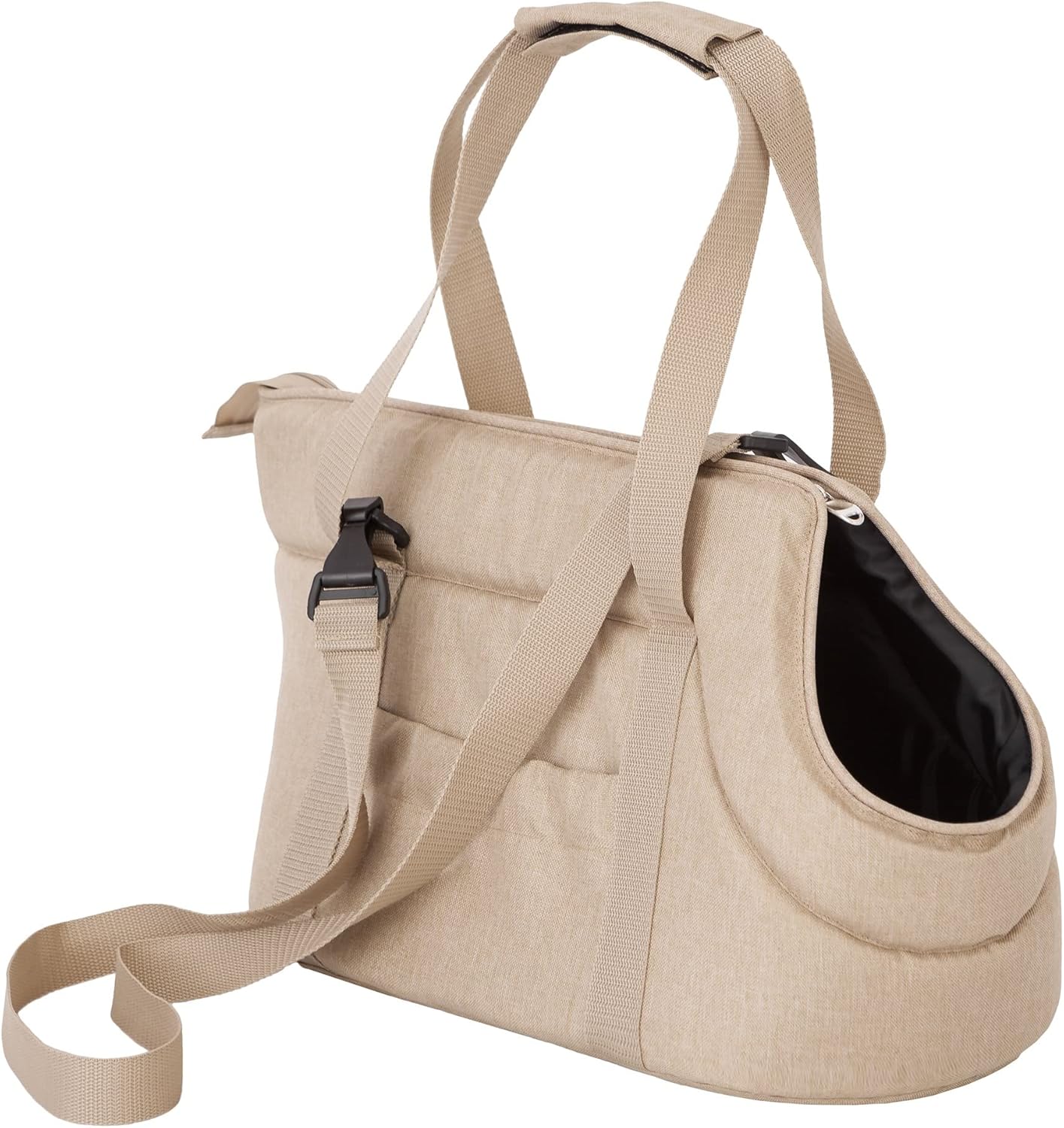 Hundetasche mit verstellbarem Schultergurt, M: 20 x 36 x 22 cm Beige
