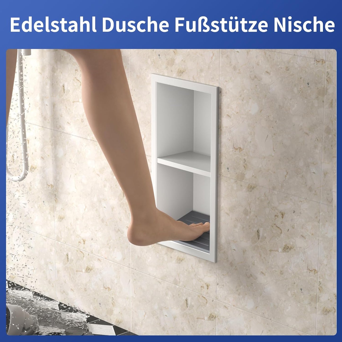 Duschnische mit Regal, 31 cm x12 cm Weiss