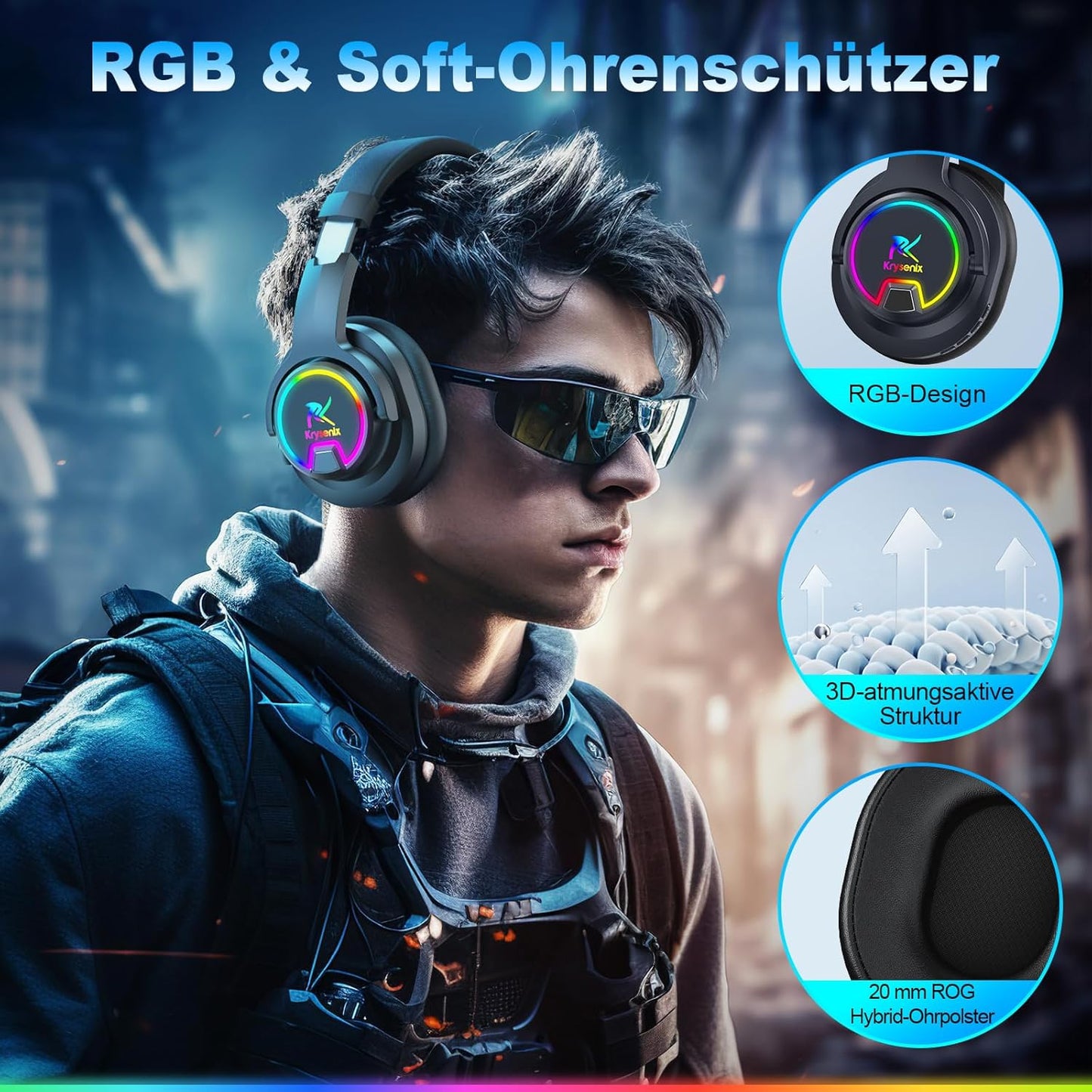 PG3 Gaming Headset, Russschwarz