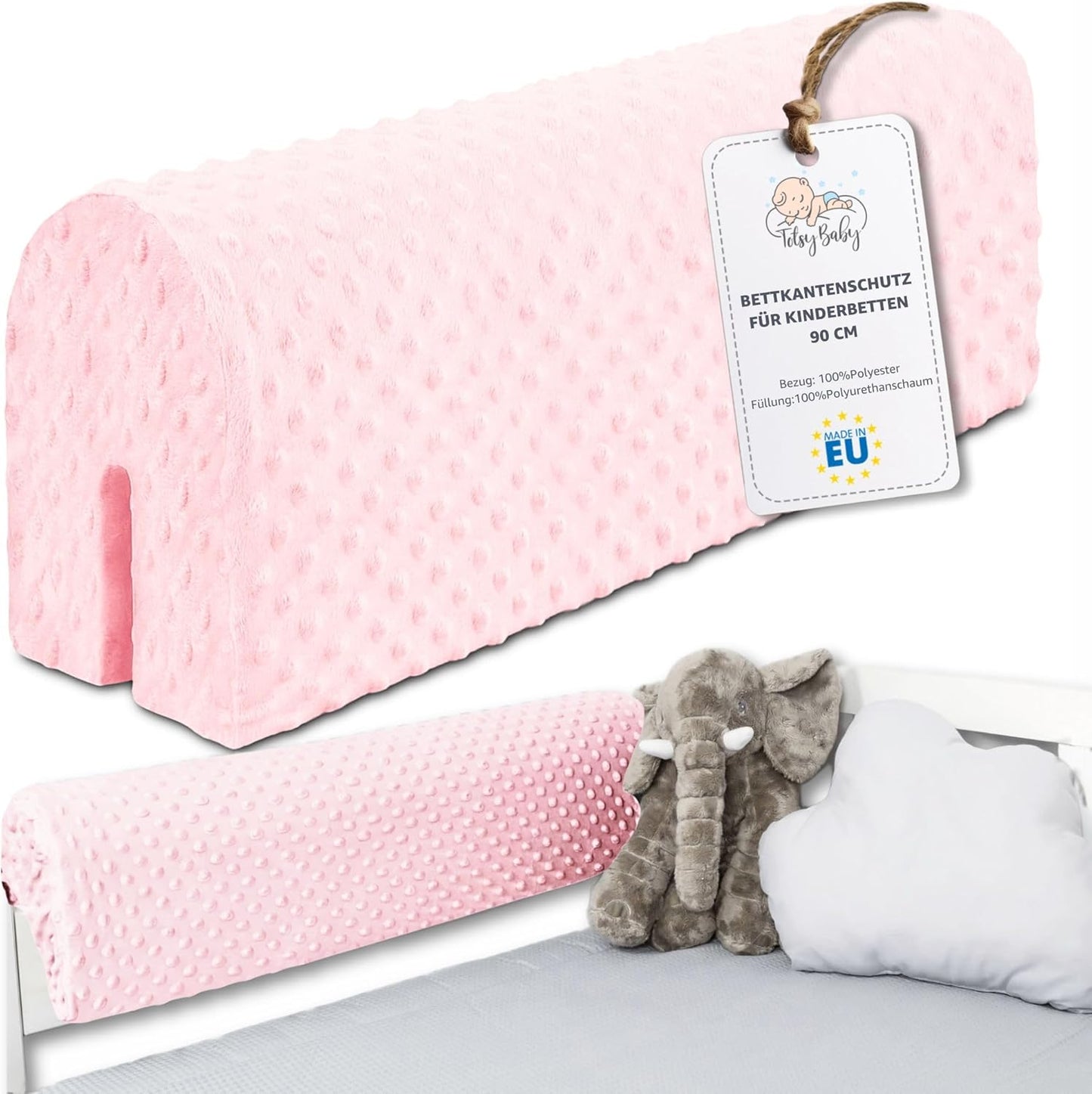Bettkantenschutz für Kinderbetten, Rosa 90 cm