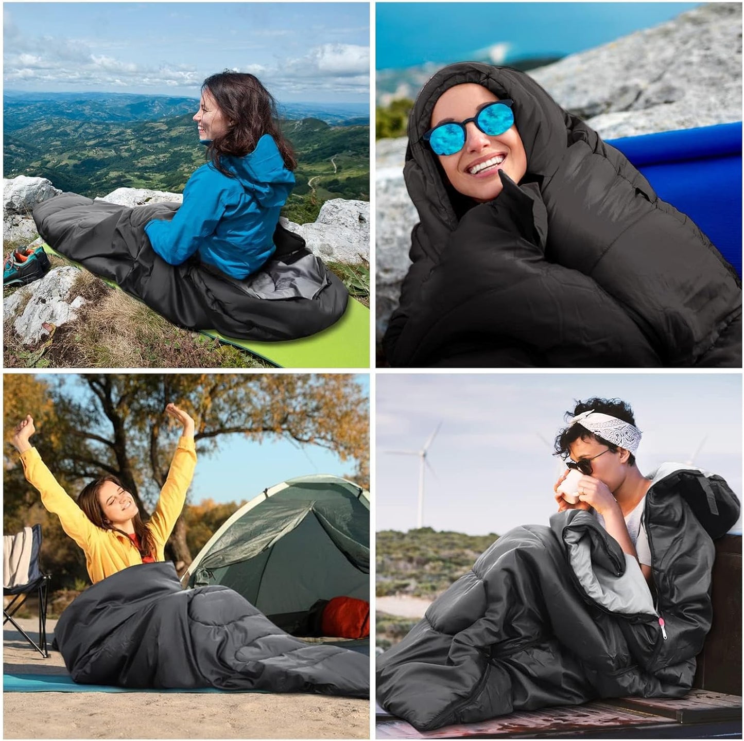 Wasserdichter Outdoor-Schlafsack, Schwarz L