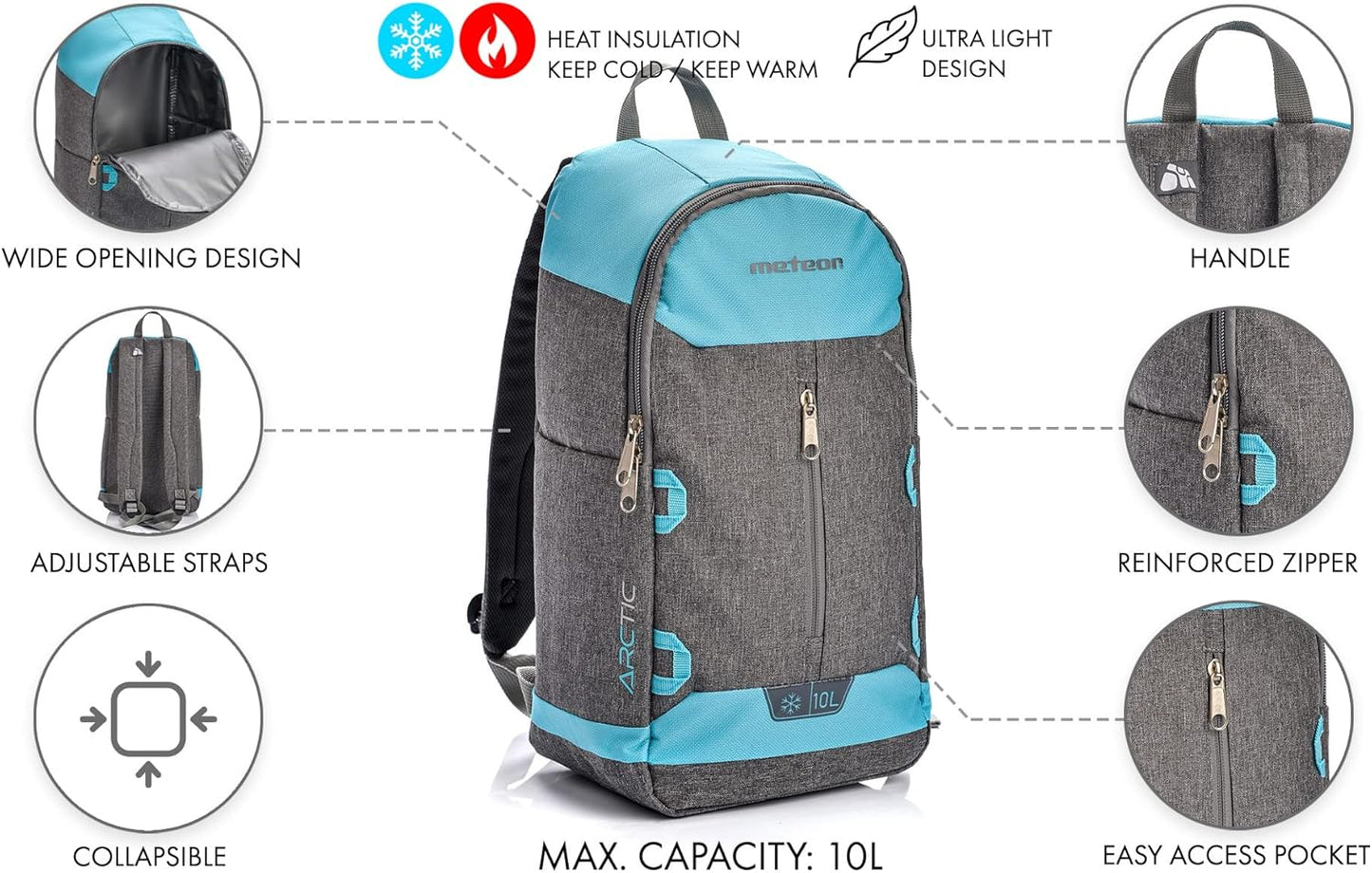 Arctic - Thermorucksack, 10 l / Blue/Gray Melange