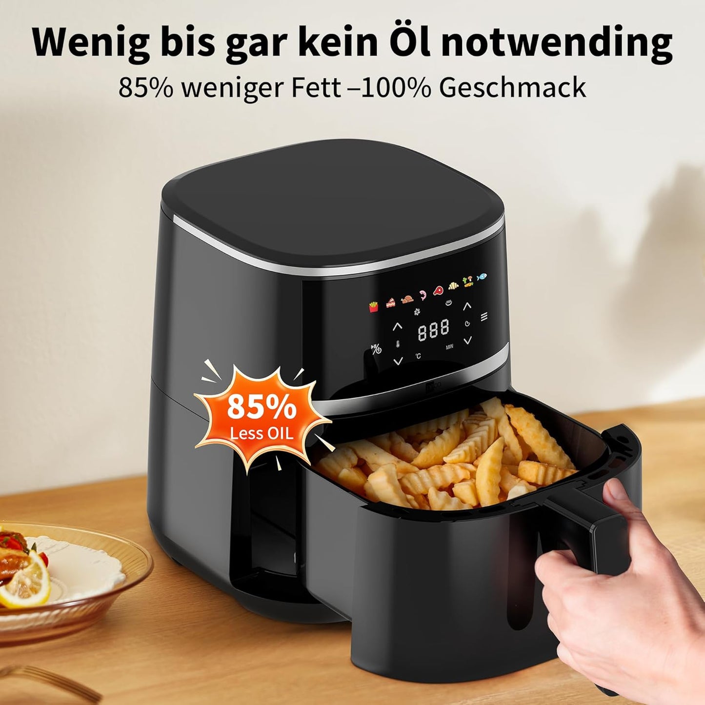Kompakt-Heissluftfritteuse, 4,3 Liter Compact (Platzsparend)