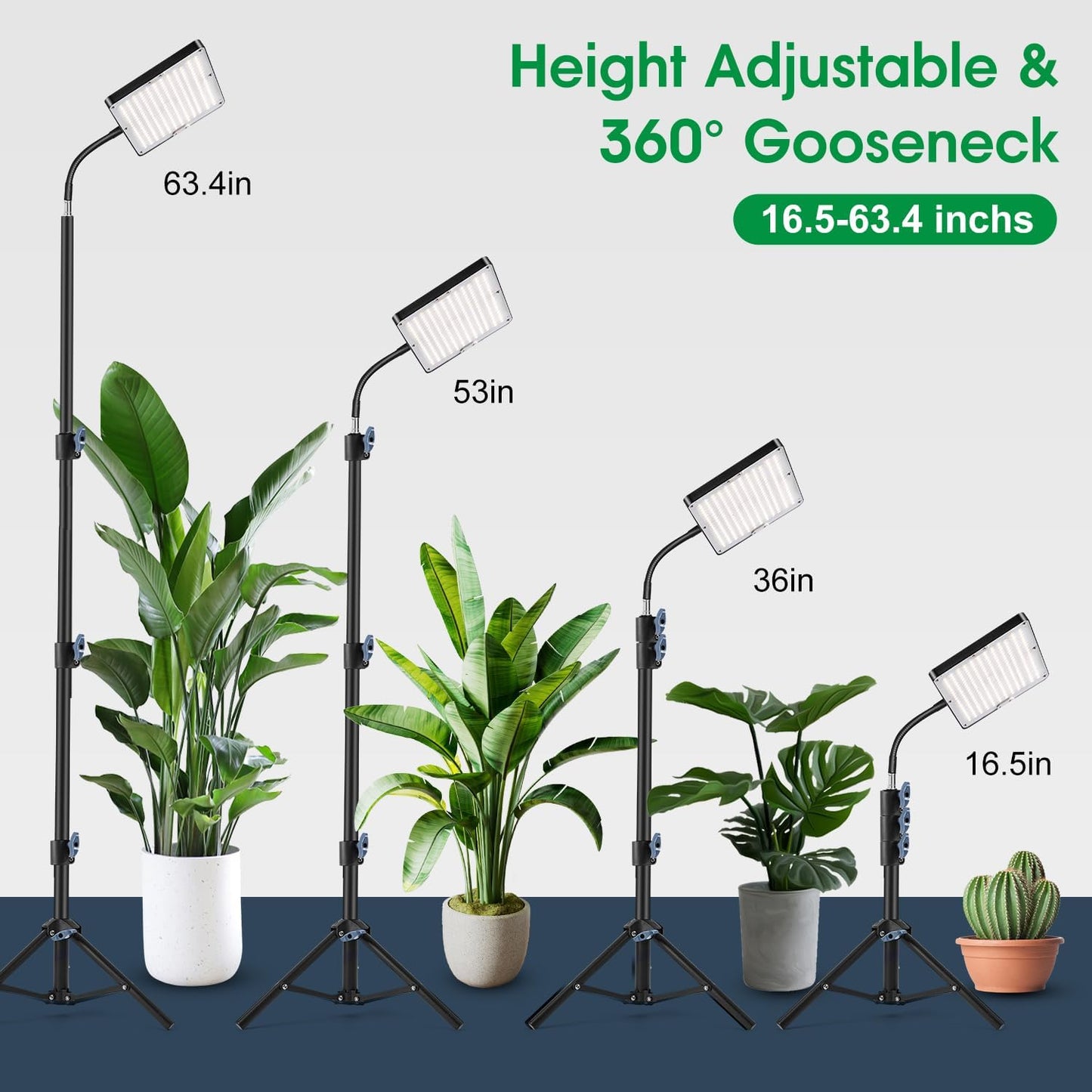 LED-Pflanzenlampe mit Ständer & Timer, Einzelkopfständer/Schwarz