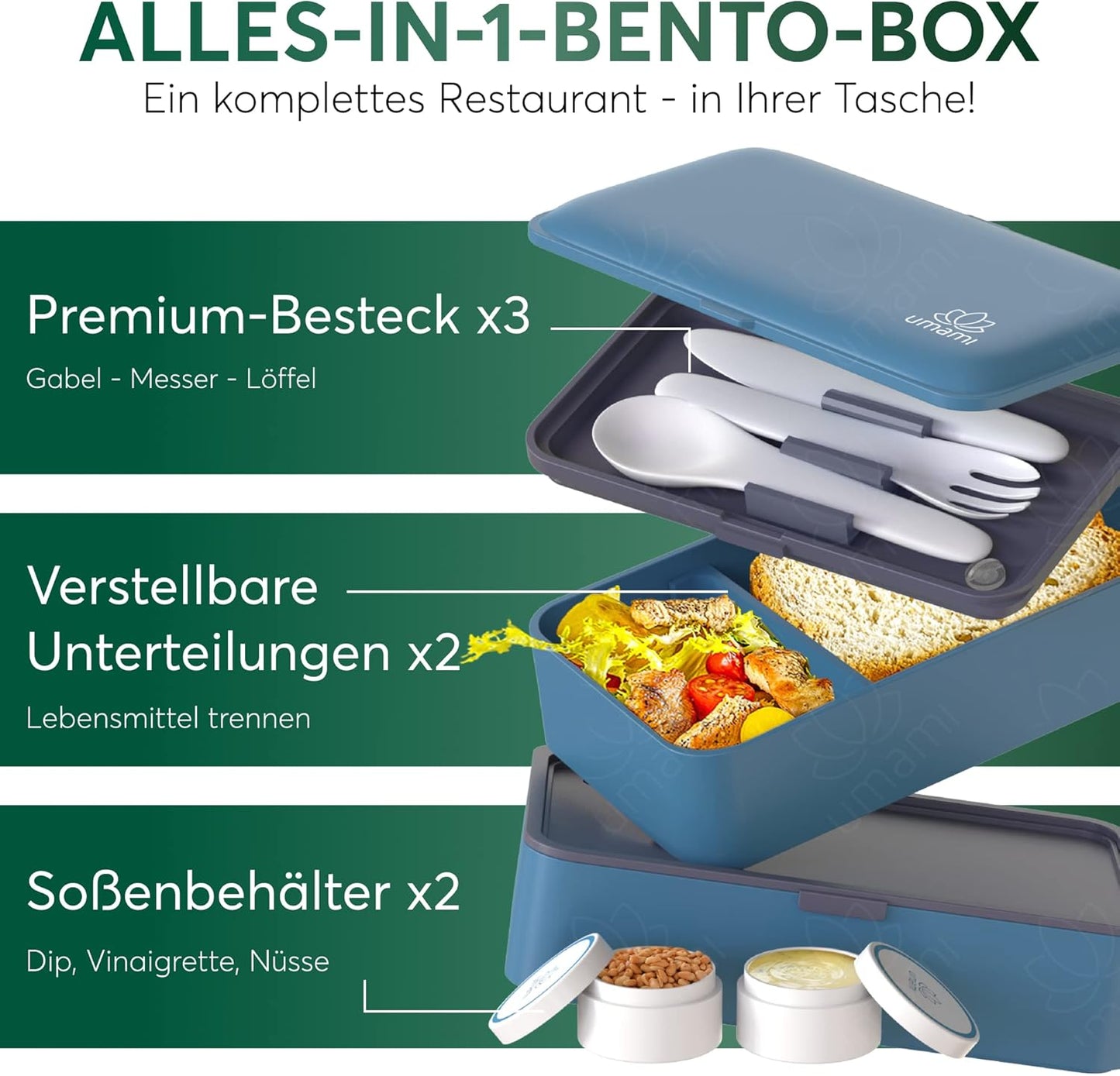 Bento Box Original L Denim Blue, Denim Blau L - 1200 ml