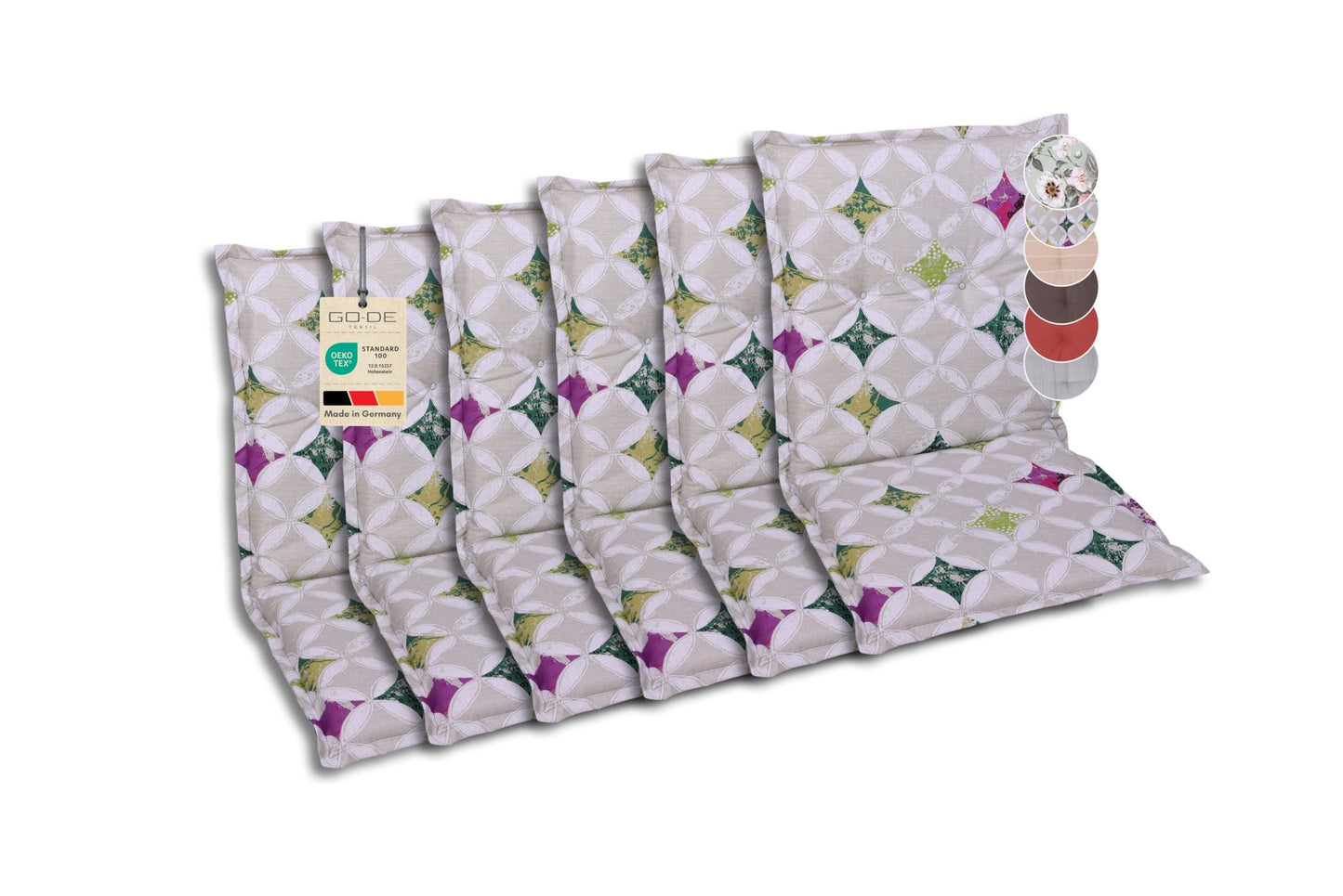 6 x Polsterauflagen, Niederlehner Grafik Beige-grau 6