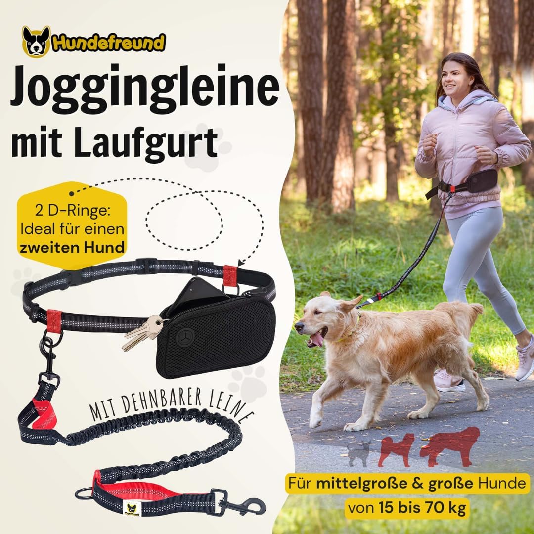Elastische Joggingleine mit gepolstertem Bauchgurt, rot