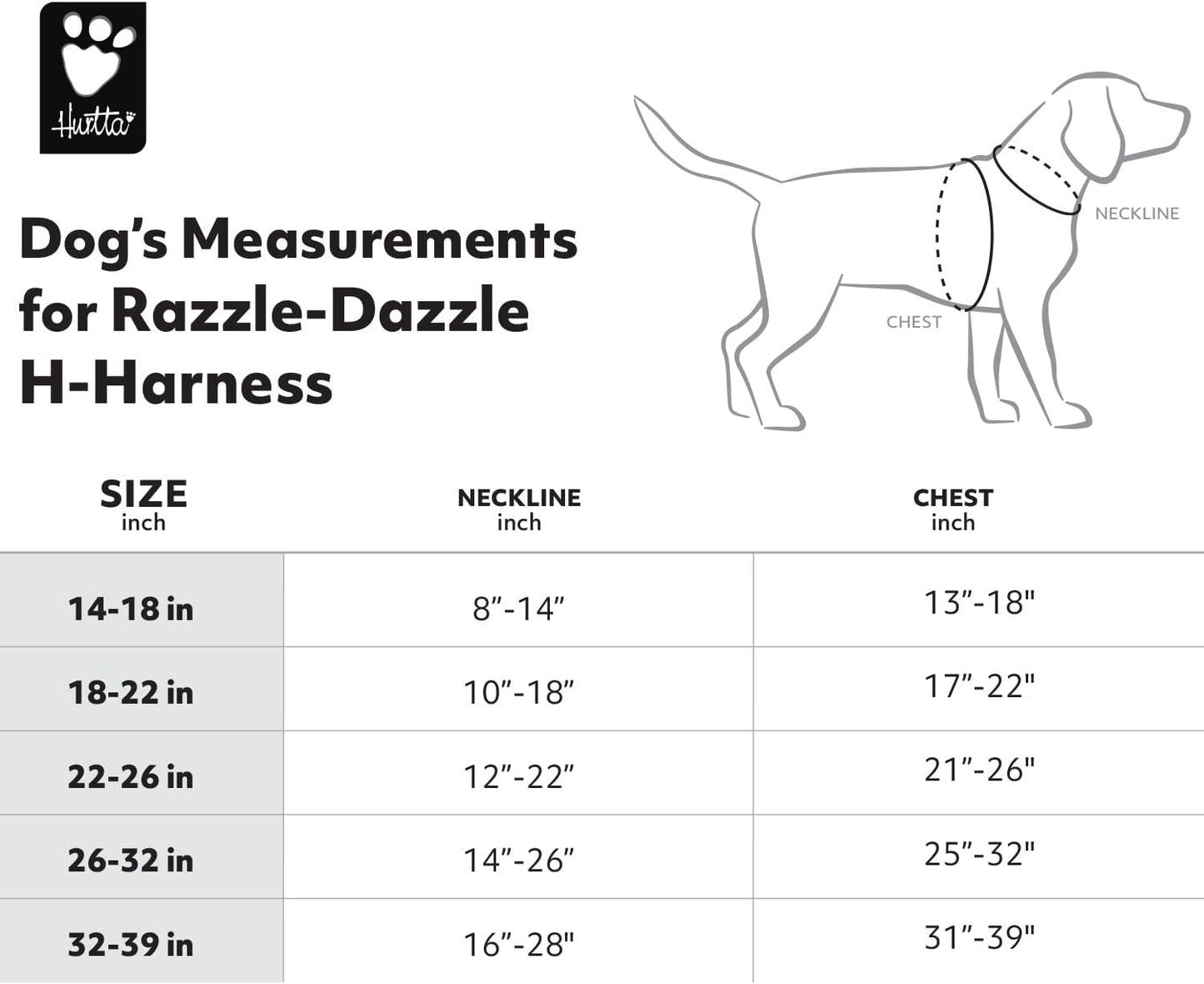 Razzle-Dazzle Hundegeschirr, Hecke 18-22 in