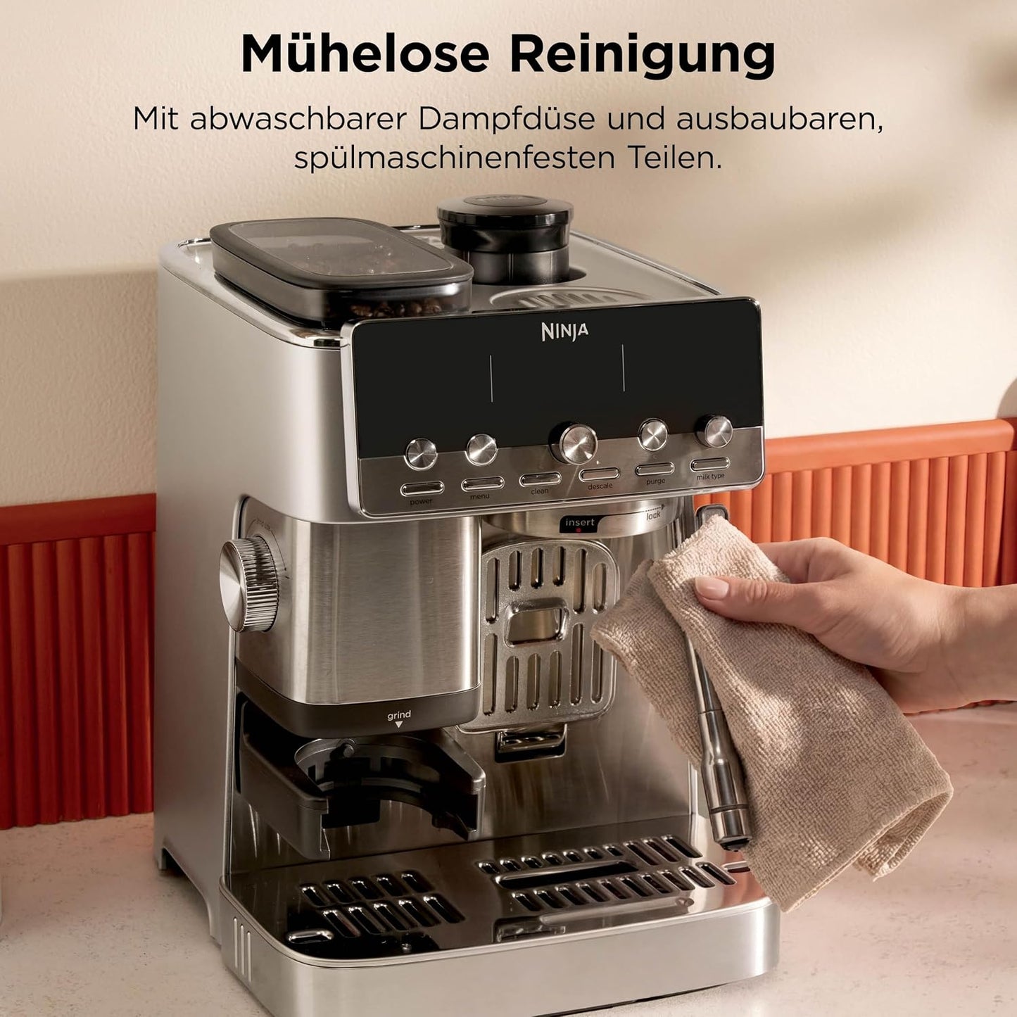 Luxe Café Mini 2-in-1-Espresso- und Filterkaffeevollautomat ES351EU, 350g Abnehmbarer Bohnenbehälter
