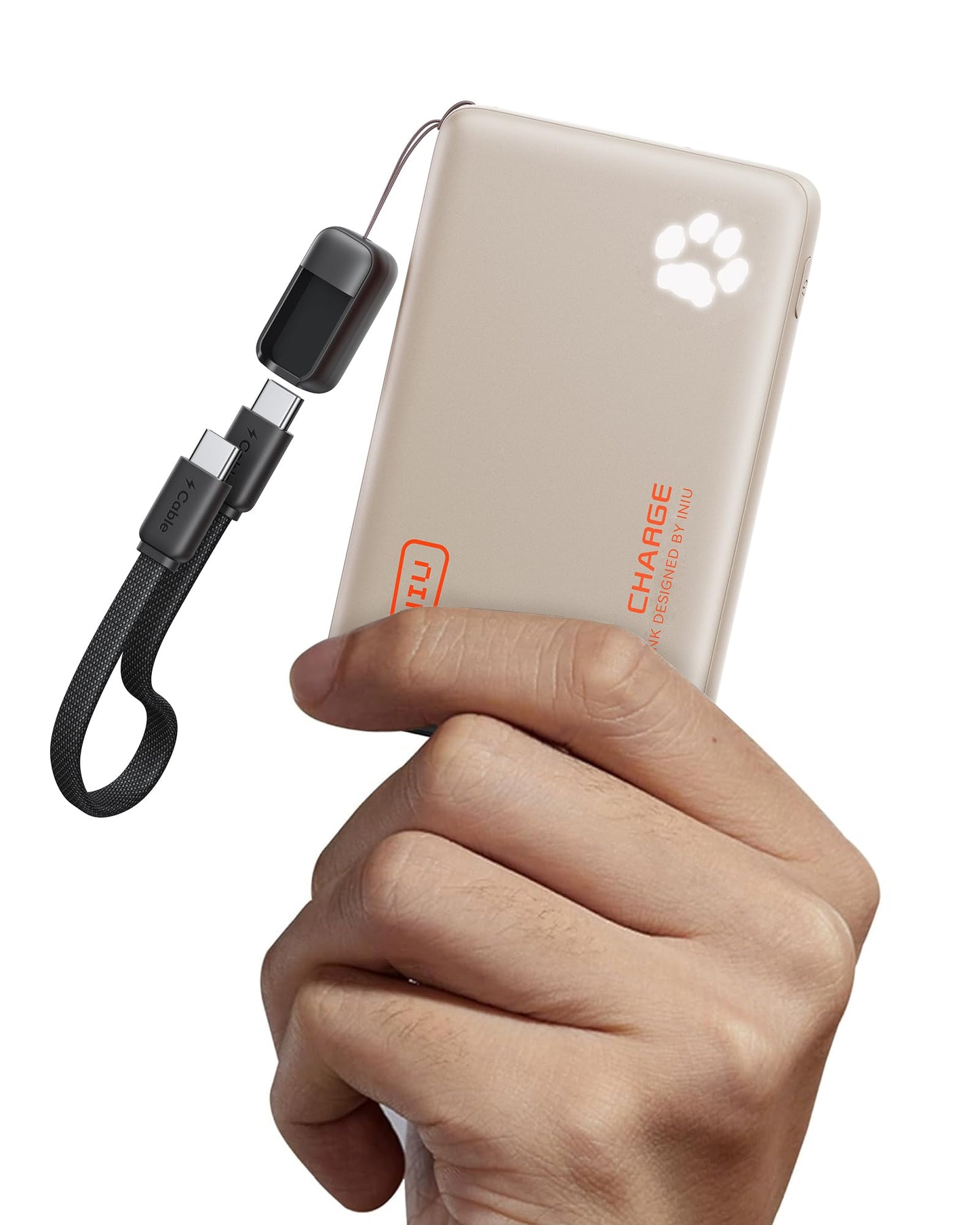 Powerbank P41 mit PD3.0 und Taschenlampe, Beige