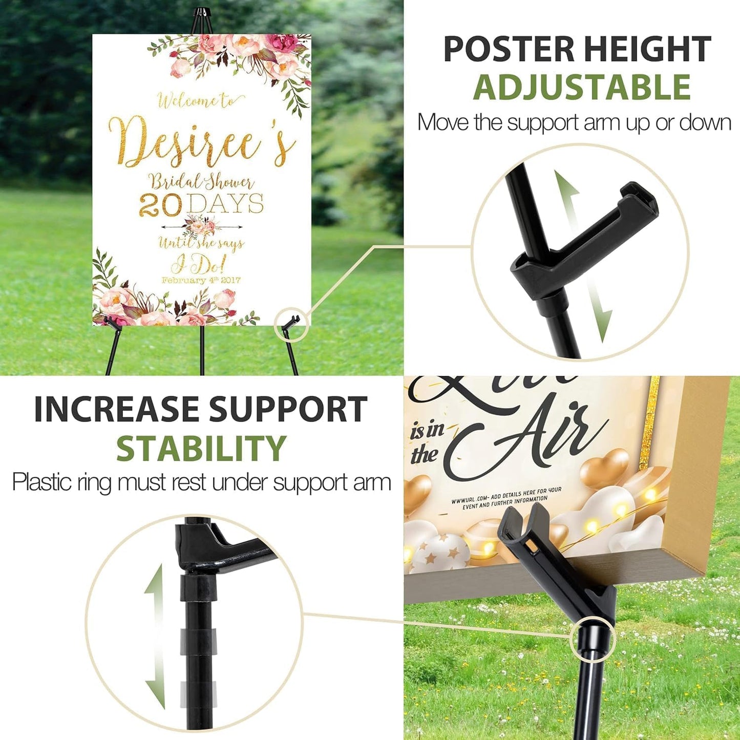 Verstellbare Display-Staffelei 3er-Set, Schwarz Staffelei 3Stück