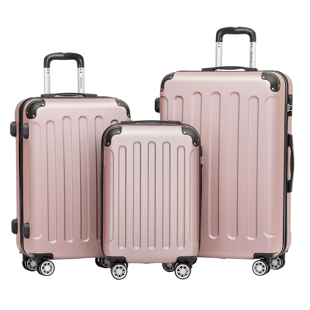 Zwillingsrollen Hartschalenkoffer-Set (3-teilig), Rosagold 55 cm, 66 cm, 76 cm