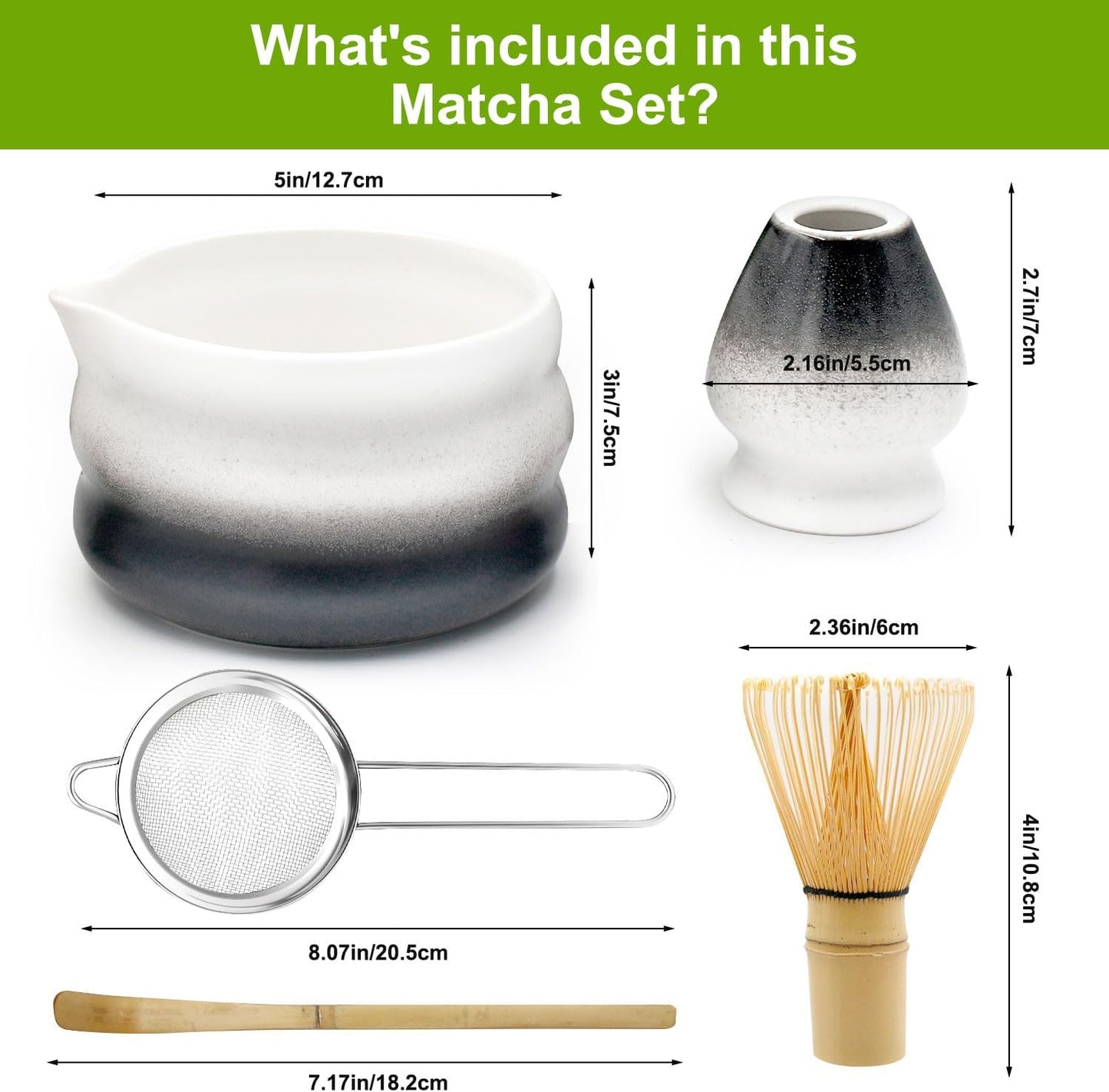 5-teiliges Matcha-Tee-Set, Schwarz