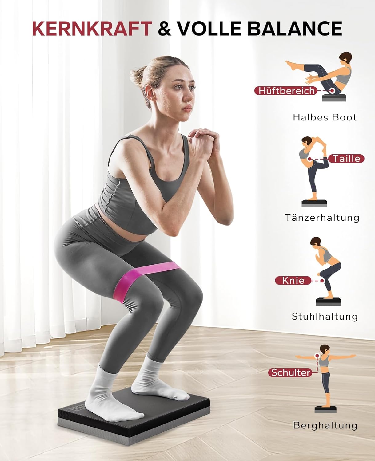 Rutschfestes Balance Pad, Schwarz/Grau - 1 Stk