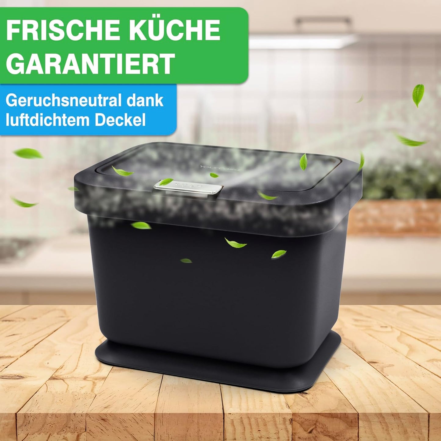 Geruchsdichter Biomülleimer, Anthrazit