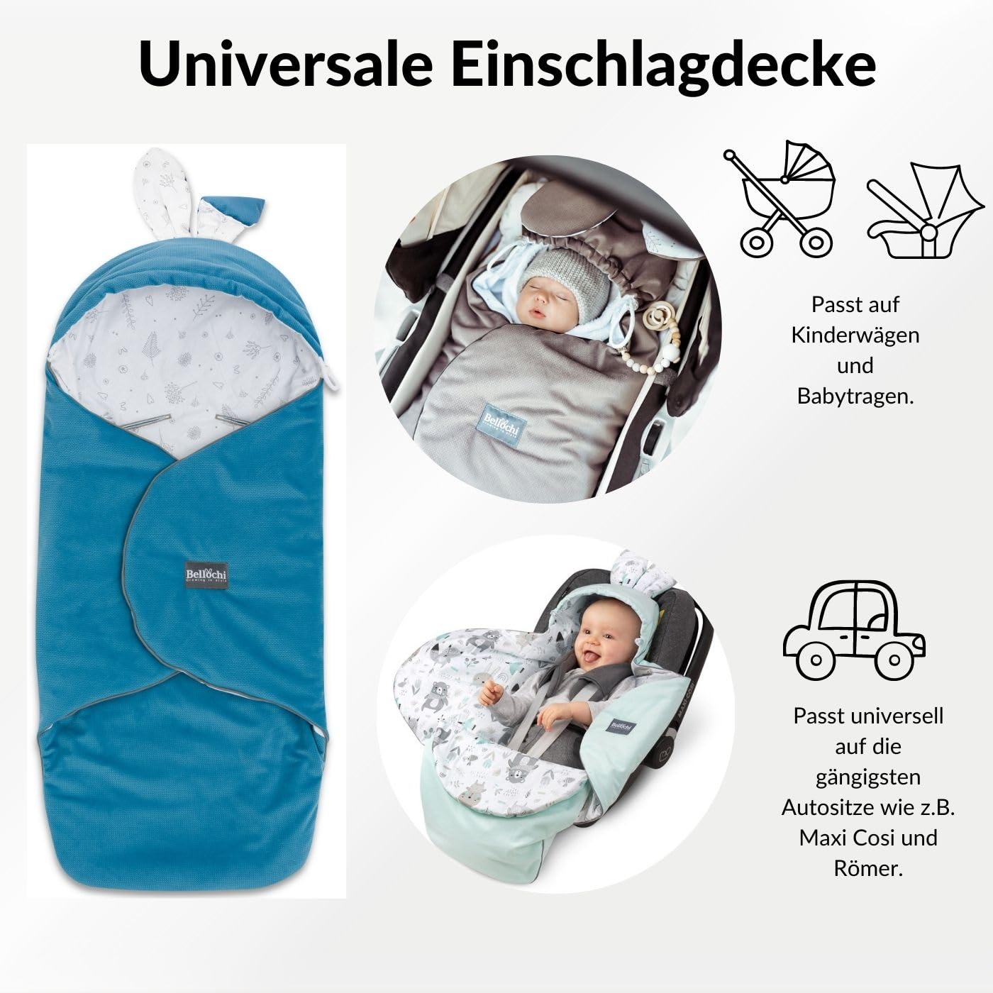 Einschlagdecke für Kinderwagen, Maxi-Cosi, Ocean Blue