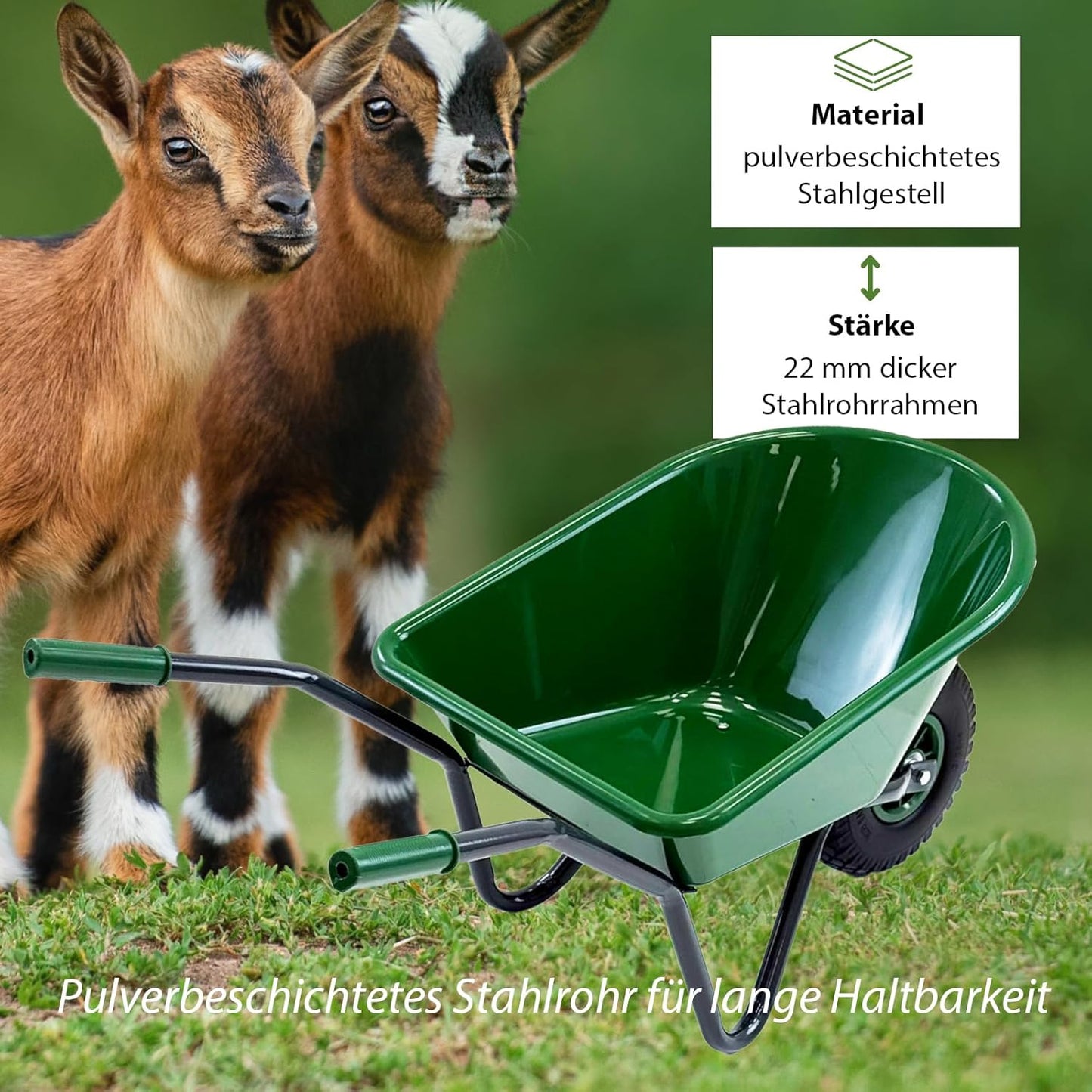 Kinderschubkarre mit Vollgummirad, Uni | Grün