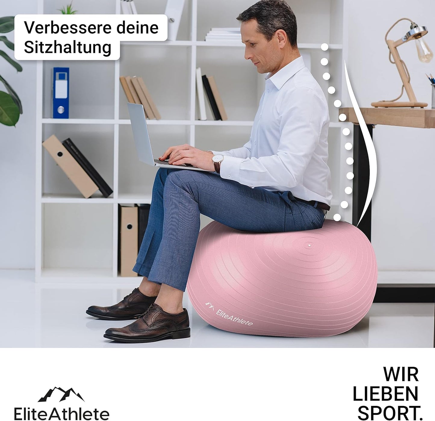 Ergonomischer Gymnastikball inkl. Pumpe, Apricot Peach 55cm