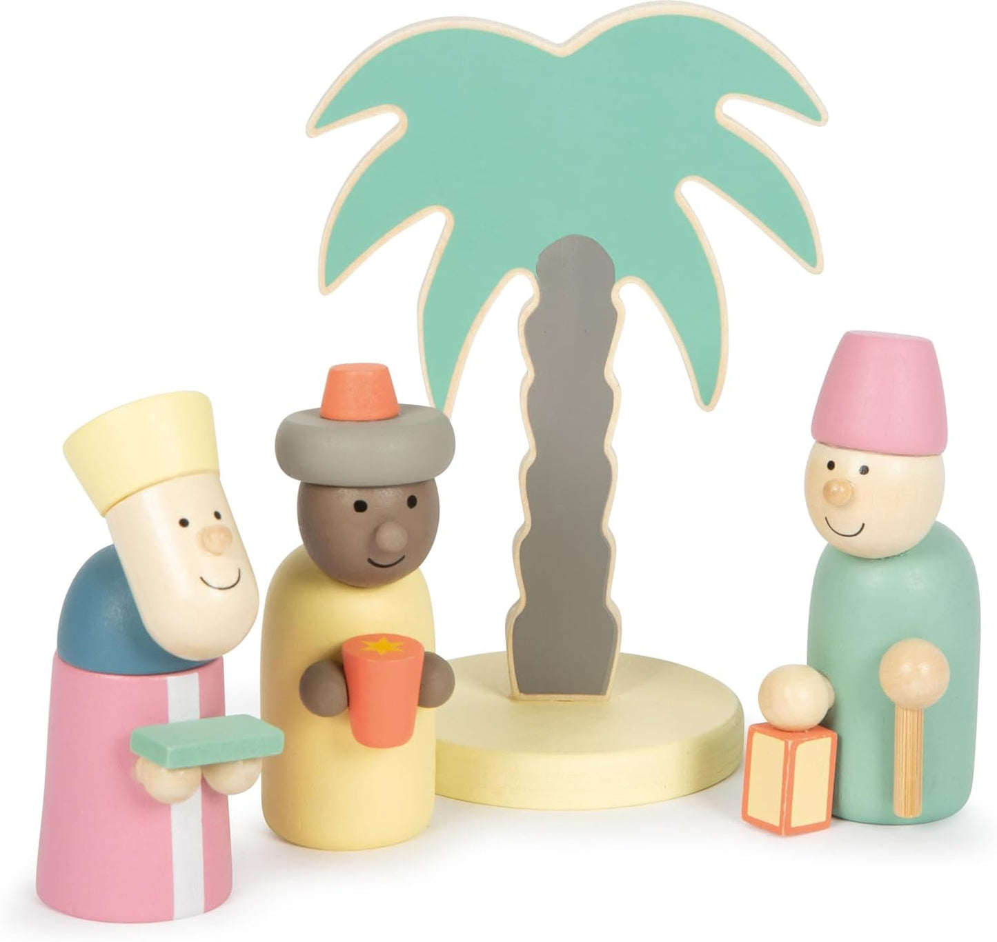 Krippe mit Weihnachtsfiguren-Set, Holzkrippe Weihnachtsgeschichte