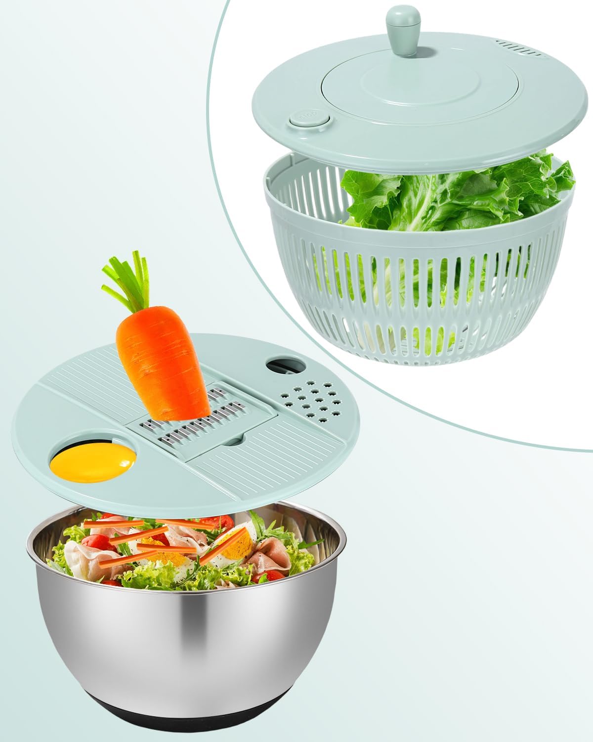 Salatschleuder mit Schneide-Set