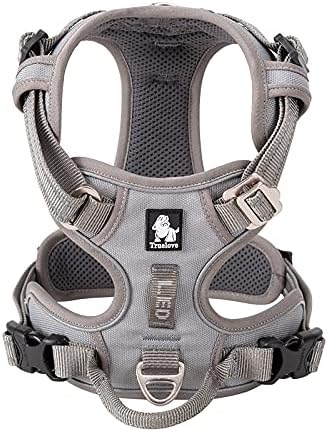 No-Pull Hundegeschirr, verstellbar und reflektierend, M Gray