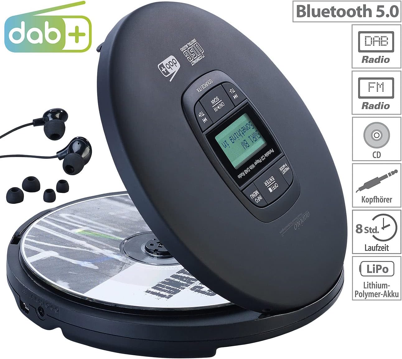 Tragbarer CD-Player mit DAB+ Radio und Bluetooth