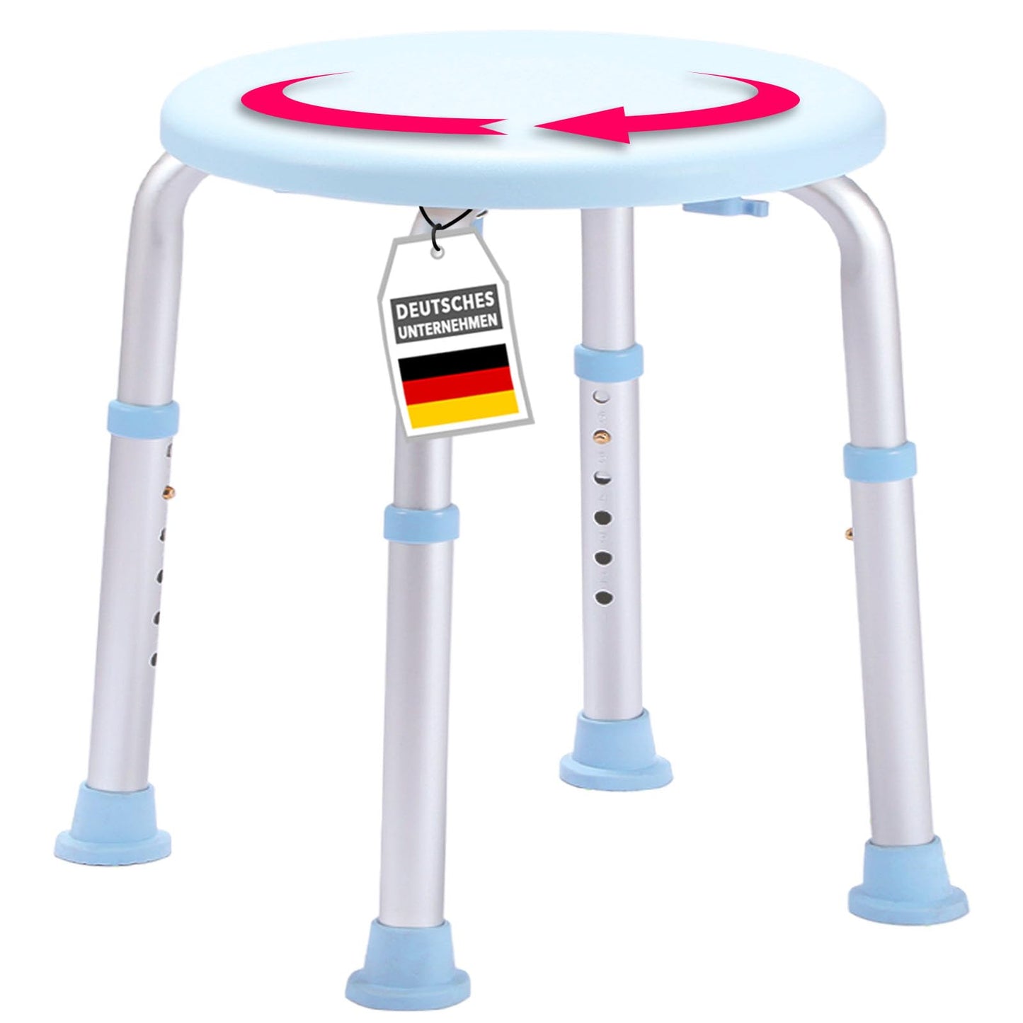 Höhenverstellbarer Duschhocker Pedro 360° drehbar, 35 × 35 × 39–51,5 cm