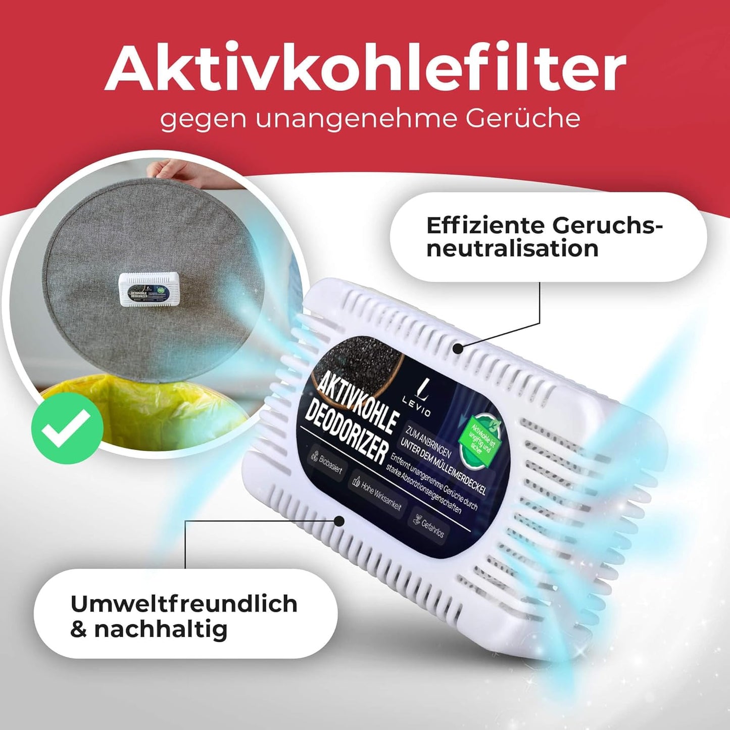 Müllsackständer mit Geruchsfilter, Grau