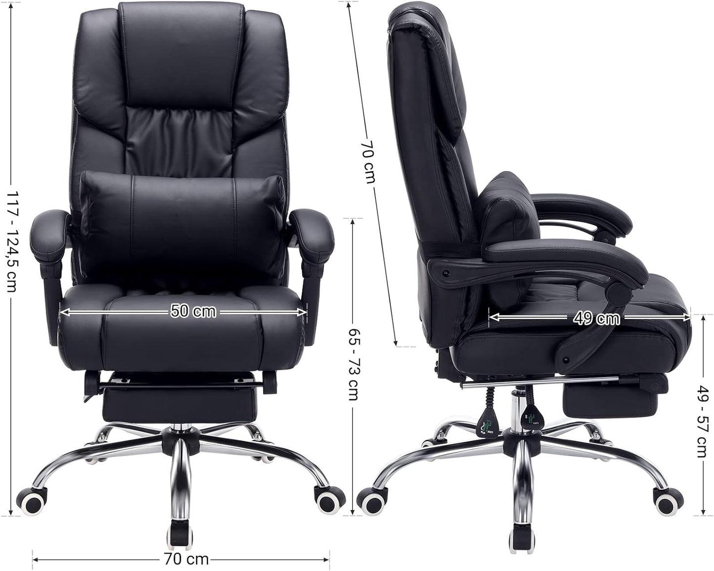 OBG71B, schwarz, 50 x 49 x (117-125) cm
